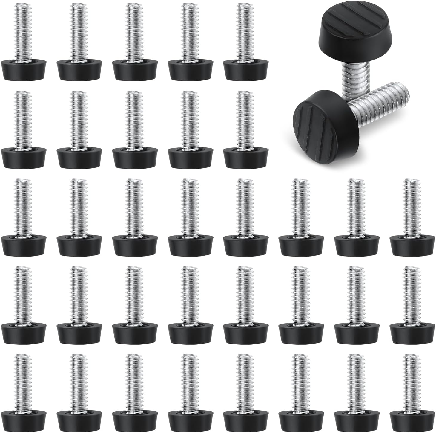 SAVITA 40Pcs Patio Furniture Replacement Feet, 1/4-20 Inch Adjustable Furniture Levelers Screw Galvanized Steel Glide Furniture Leveling Feet for Table Chair Cabinet Patio Furniture Legs
