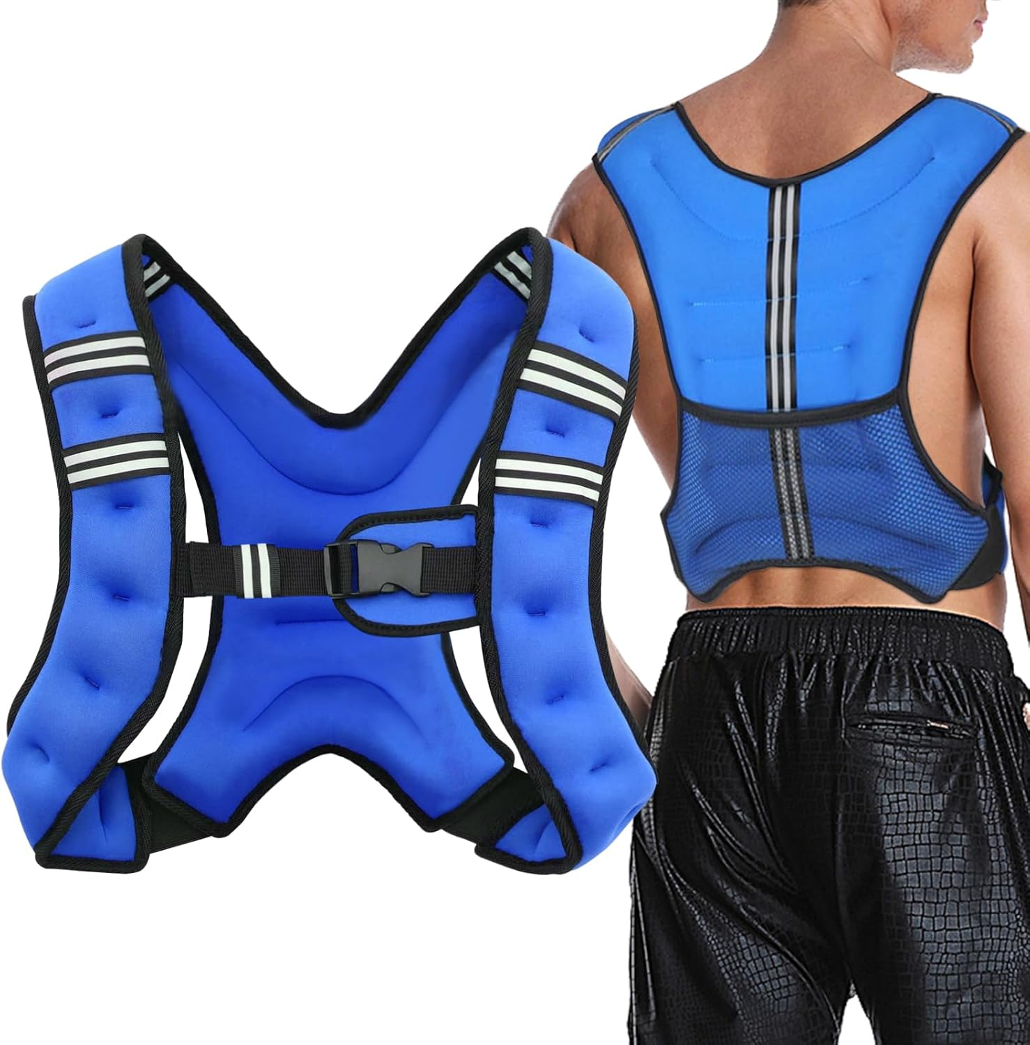 Weighted Vest for Women and Men ,3Kg 5Kg 8Kg 10Kg Weight Vest with Reflective Stripe and Double Adjustable Buckle Straps Weight Vests for Strength Training, Jogging, Cardio, Weight Loss,Running, Workout, Walking image number 6