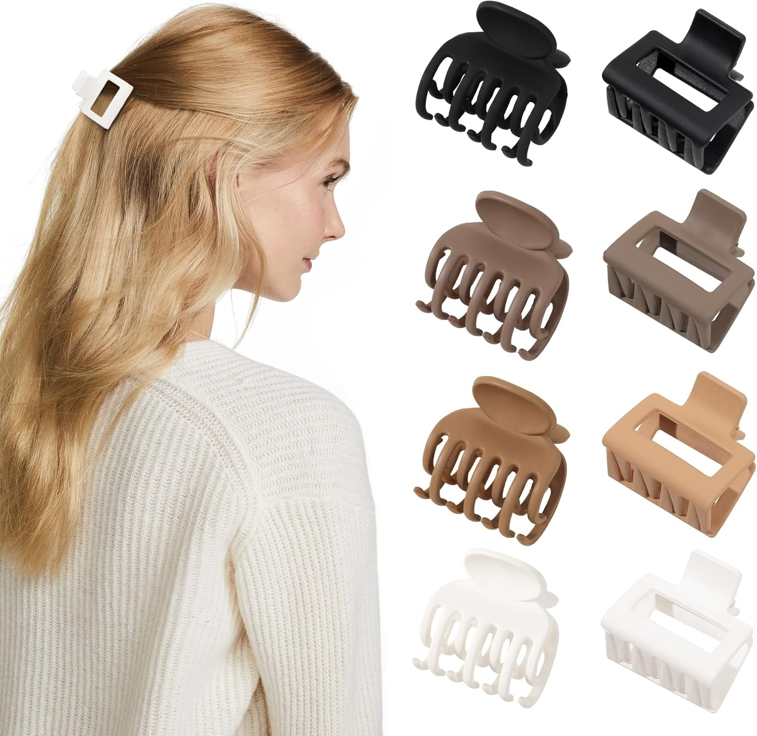 Hair Claw Clips for Women - Black Small Claw Clips for Thin Hair 1.57 Inch Mini Hair Clips No Slip Medium Hair Clip Square Claw Clip Hair Styling Accessories for Women Girls&hellip;