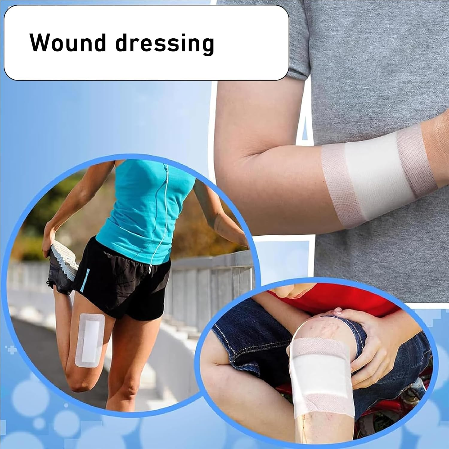 30 PCS Adhesive Wound Dressing, Non-Woven Cotton Breathable Plasters for Skin, with 6X7Cm, 10X10Cm, 10X15Cm Sizes, Ideal for Minor Cuts and Post-Surgery Care