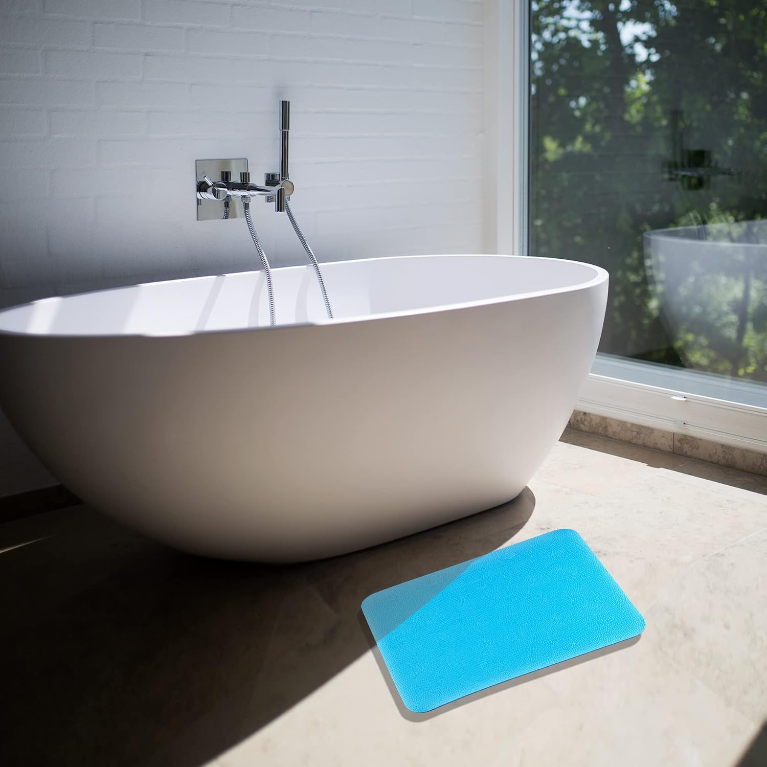 MINIVON Bath Chair Pad with Adhesive Backing Non Slip Shower Seat Mat, Textured Surface 15 X 12, Bathroom Shower Chair Cushion, Waterproof, Soft Pad Cover Bath Stool for Elderly image number 2