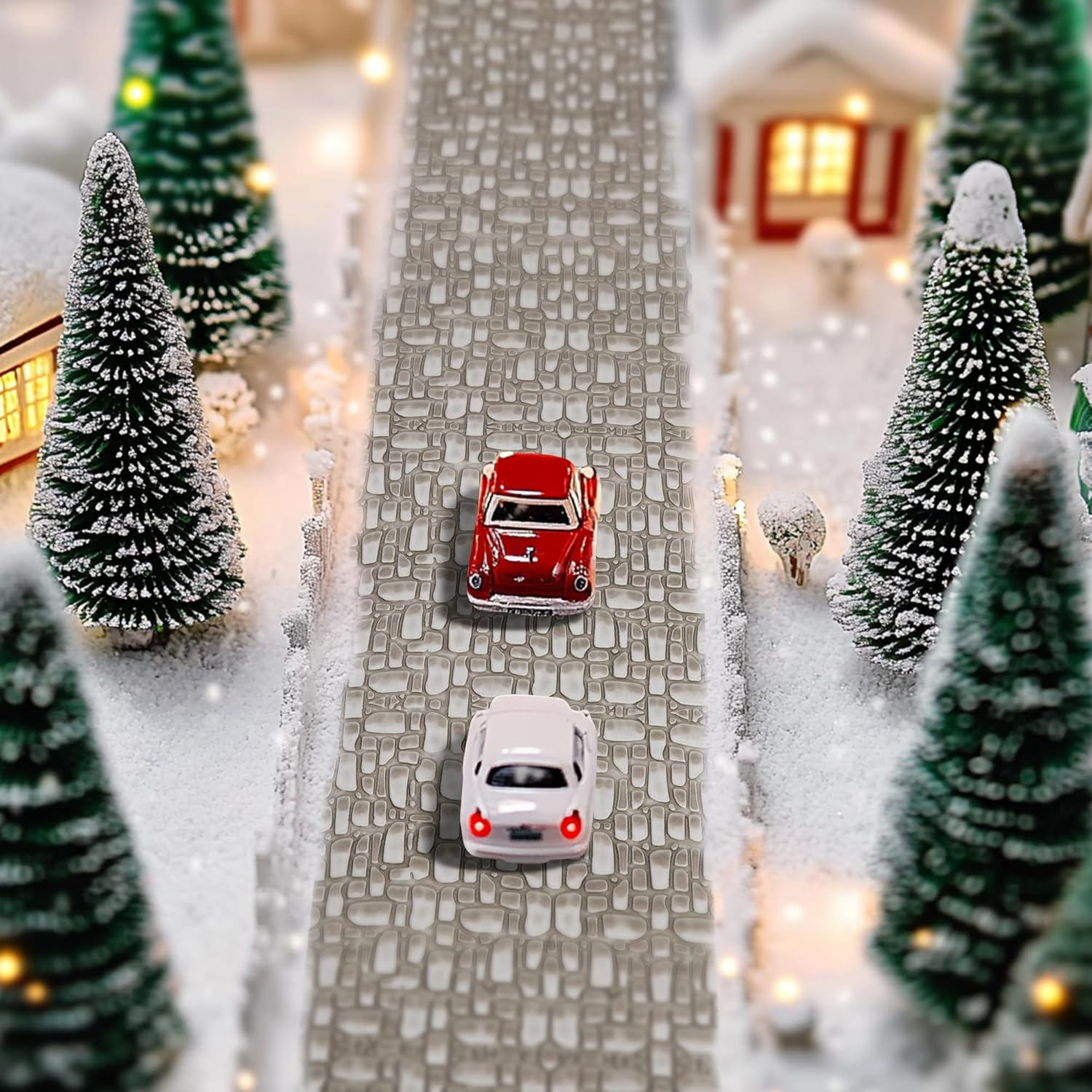 Iceyyyy 4 Pcs Cobblestone Road - 39 X 3.5 Inch Cuttable Christmas Landscape Road - Miniature Village Accessories for DIY Home Garden Decorations image number 5