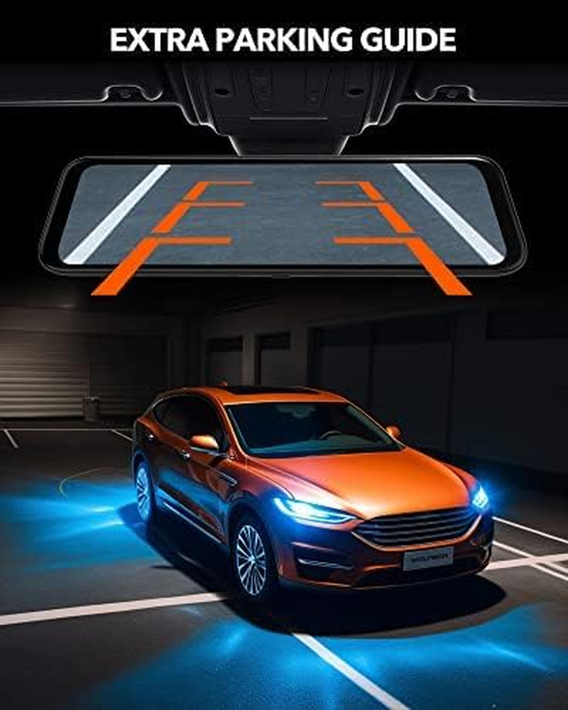 WOLFBOX G840H 12'' Mirror Dash Cam, with 2.5K Front Camera and 1080P Rear Camera, Wifi-Enabled Mirror Dash Cam Front and Rear, Includes a 32GB Card & GPS image number 3