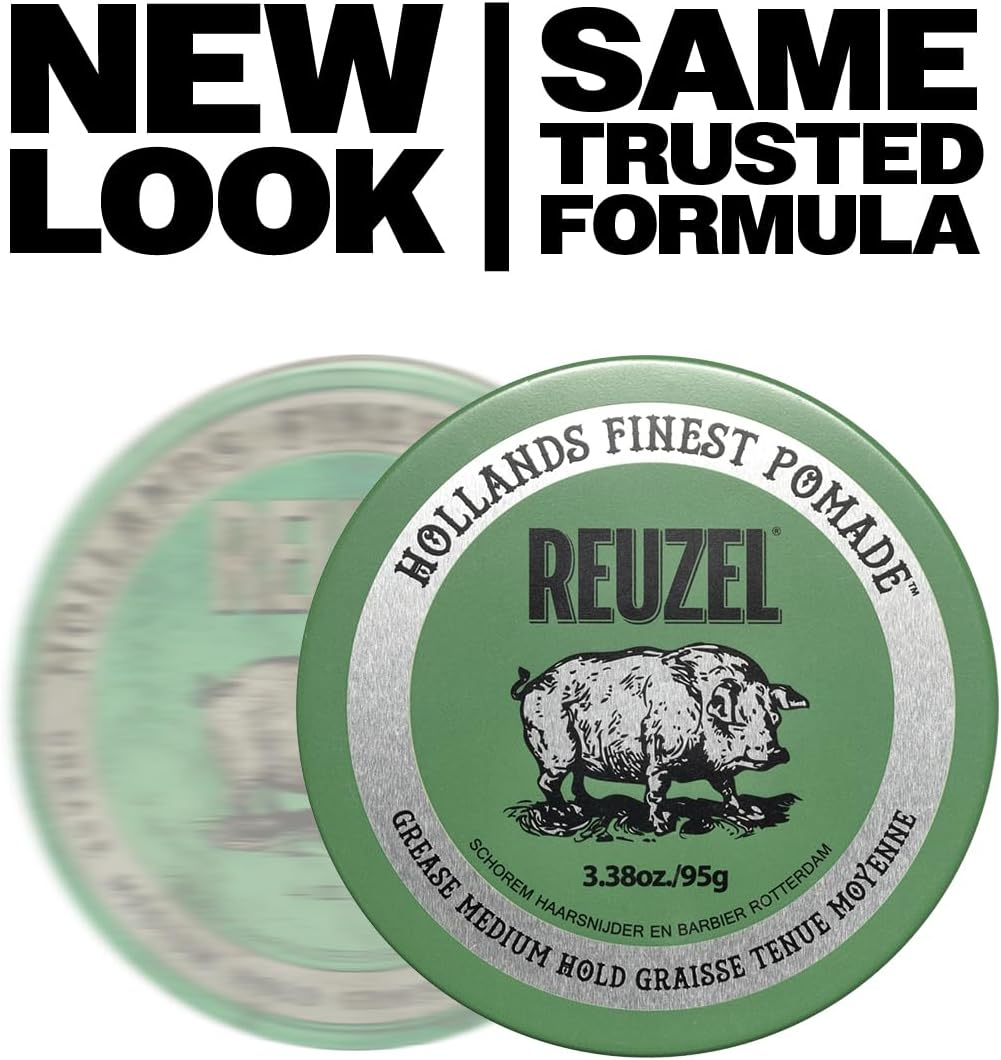 Reuzel Green Grease Oil Based Pomade, Medium Hold Medium Shine Oil Pomade for Men for a Flexible Hold 3.38Oz/95G image number 3