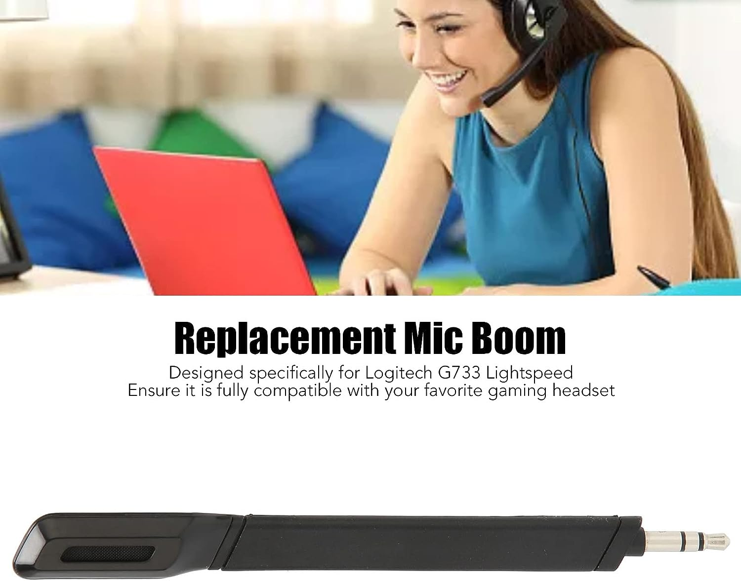 Ejoyous Replacement Microphone for G733 Lightspeed Wireless Headset, 3.5Mm Plug Noise Canceling Lossless Sound, Durable Detachable for Gaming Streaming Calls image number 1