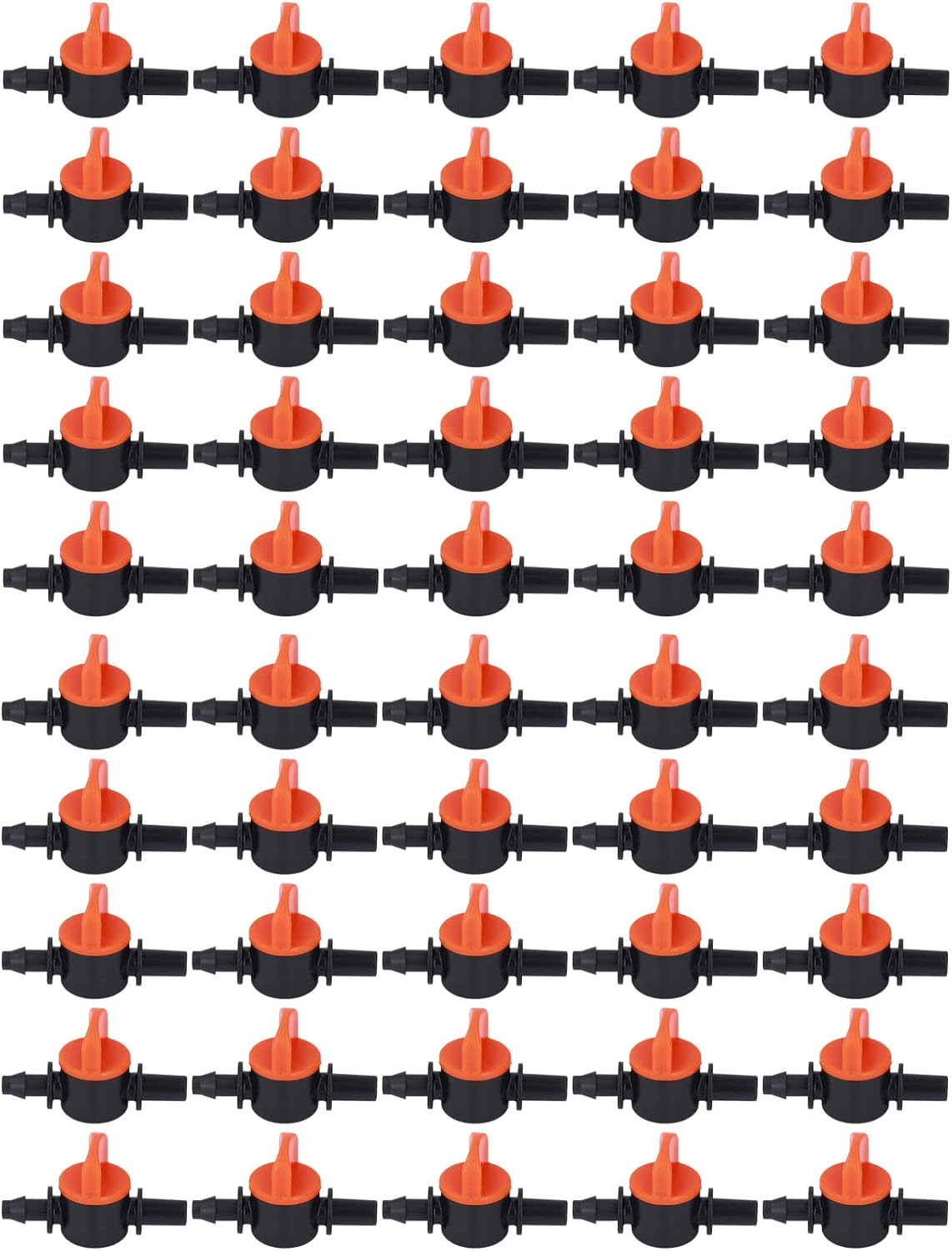 50PCS 1/4 Inch Barbed Irrigation Valve, Plastic Barb Shut off Drip Valve Fittings for Universal Tubing Coupling Valve Dripping Irrigations Switch for Greenhouse Flower Bed Lawn Gardens Farmland image number 2