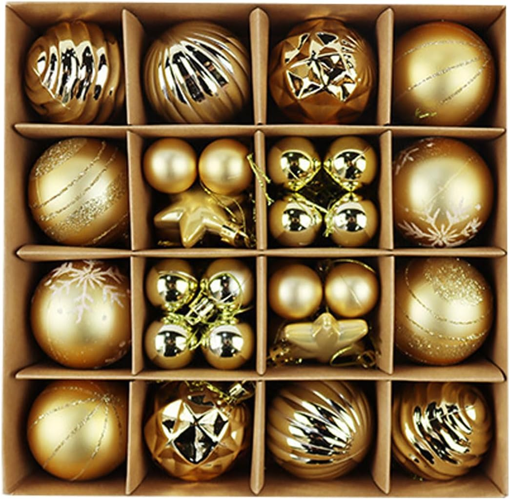 Idopick Christmas Ball Ornaments Set, 42PCS Assorted Shatterproof Christmas Tree Christmas Baubles Balls Ornaments with Hanging Hoop for Holiday Wedding Party Decoration (Blue)