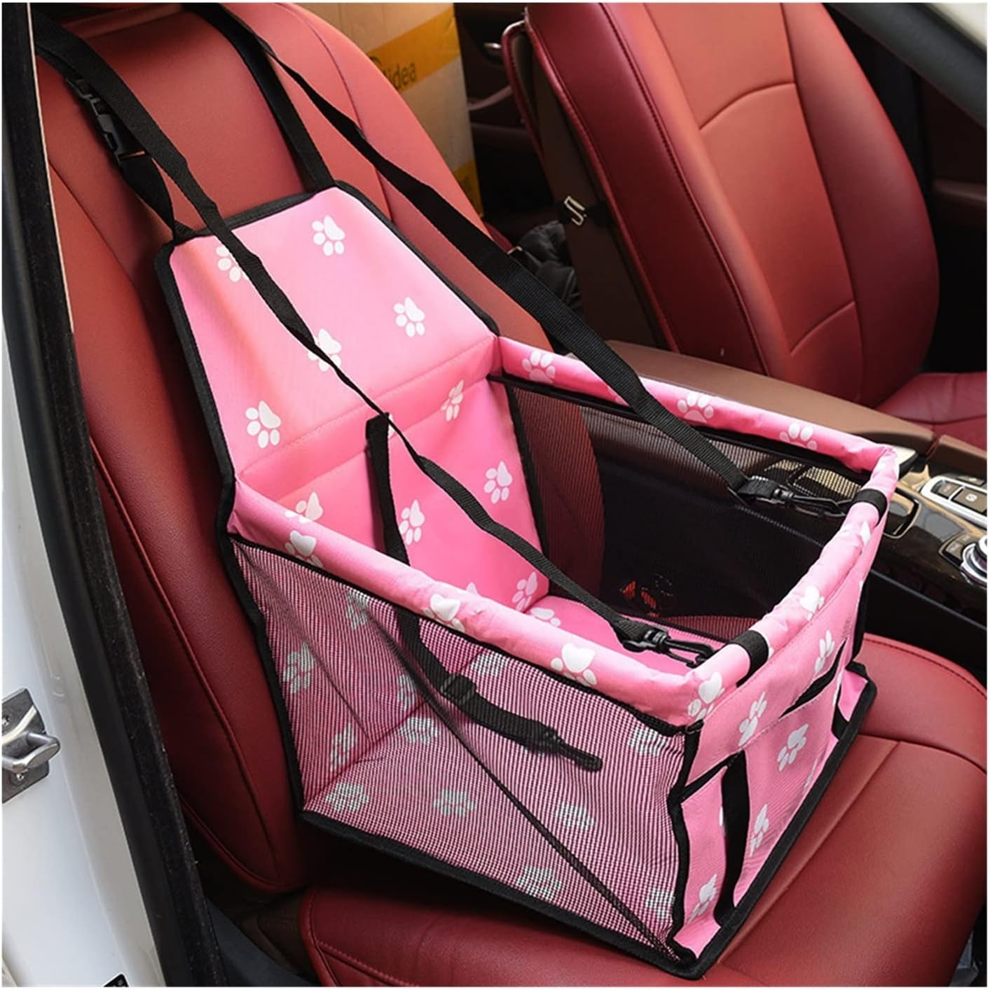 Dog Car Seat Cover Car Harness Seat Pet Dog Cover Pad Carry House Cat Puppy Bag Car Travel Folding Hammock Dog Bag Dog Hammock(Size:Paw Blue) image number 2