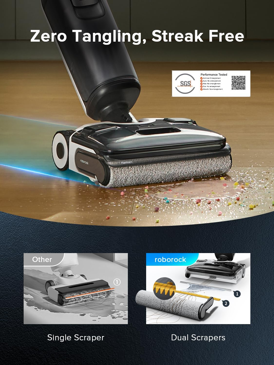 Roborock F25 ACE Wet Dry Vacuum Cleaner, Cordless Vacuum Mop All in One for Hard Floor, 20000Pa Hardwood Floor Cleaner with Zero Tangle, 194&deg;F Hot Air Flash Drying Electric Mop, 180&deg; Lie Flat, Wifi image number 1