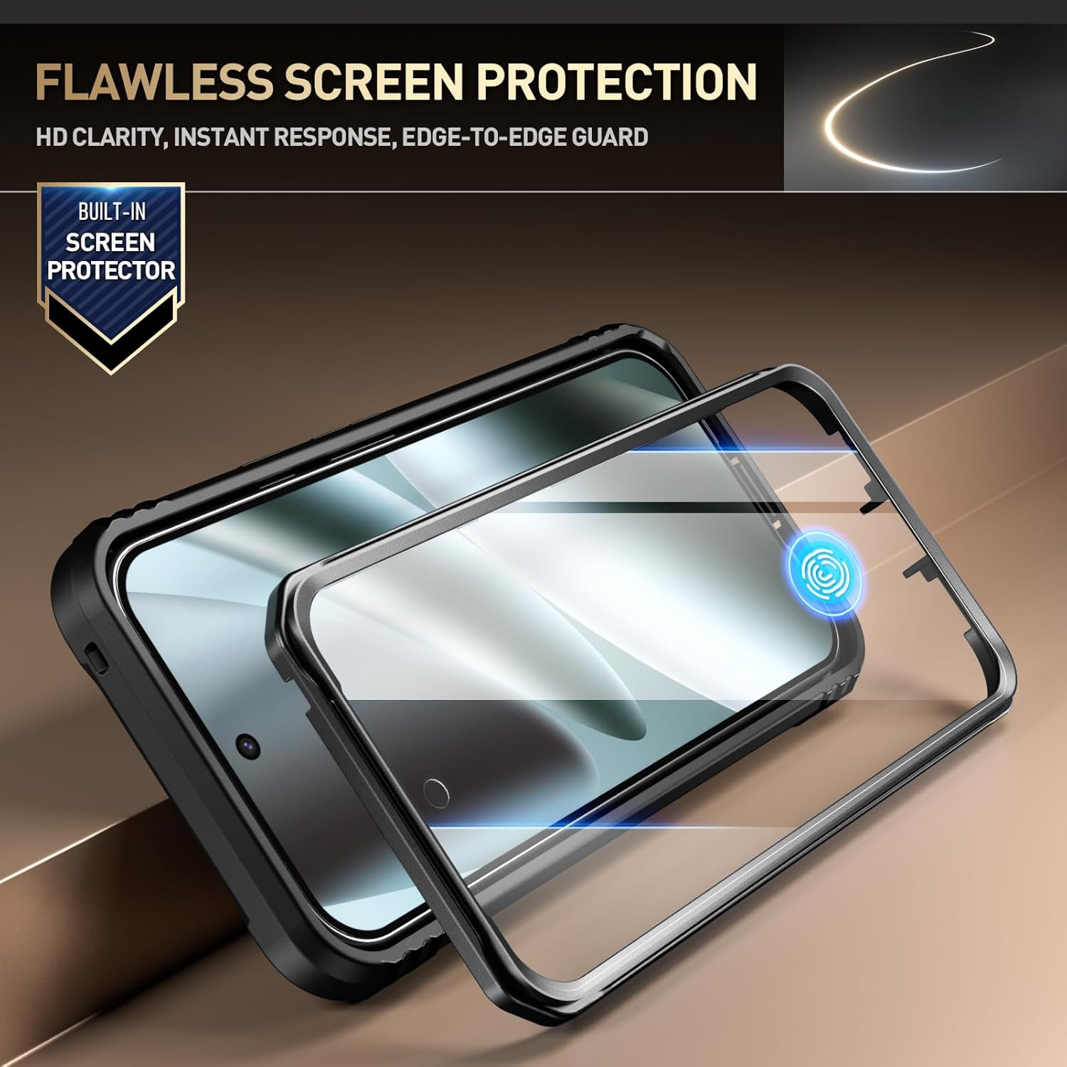 Poetic Revolution Case for Google Pixel 10 Pro XL 5G, [Slide Camera Cover], Built-In Screen Protector [Work with Fingerprint ID], [2 Front Frame] Full Body Rugged Shockproof Case with Kickstand, Black image number 5