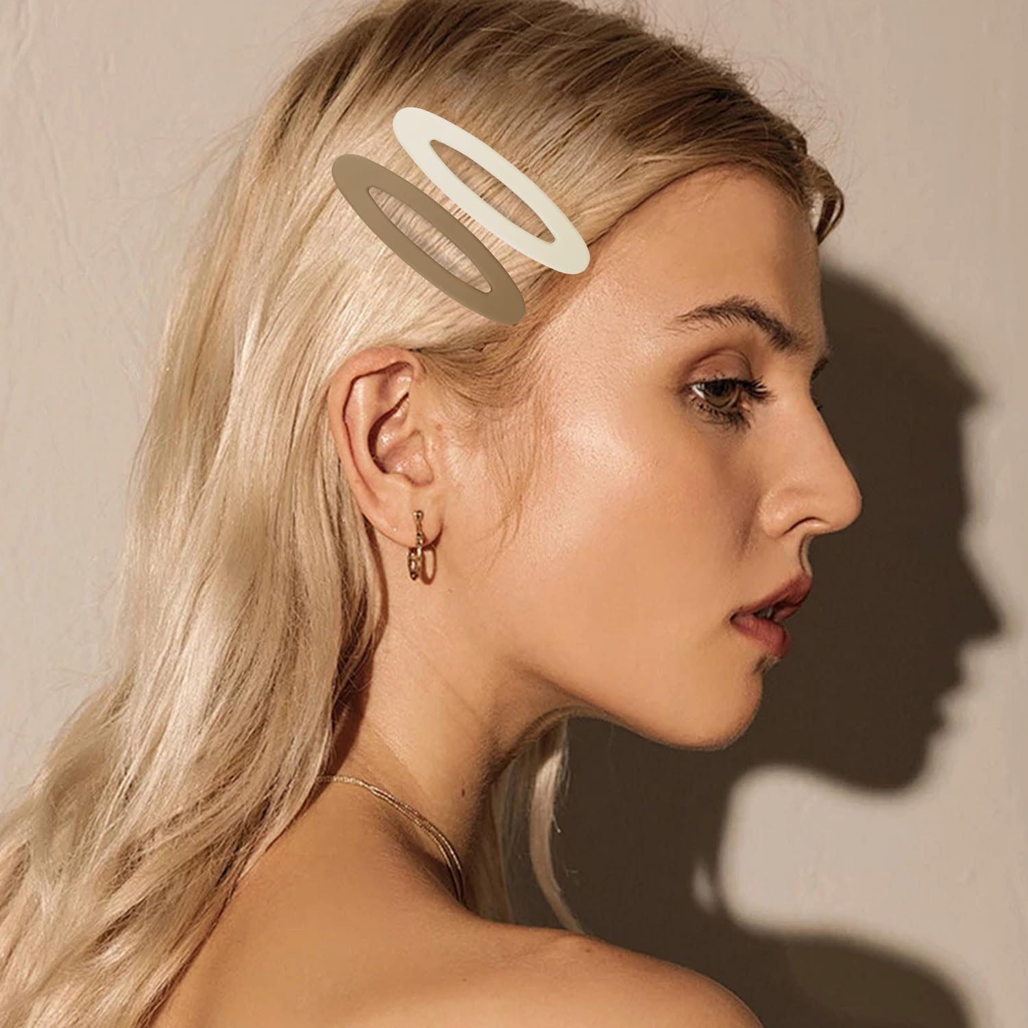 6Pcs Large Snap Hair Clips Beige Matte Snap Hair Barrettes for Girls Women Hair Accessories (9Cm) image number 1