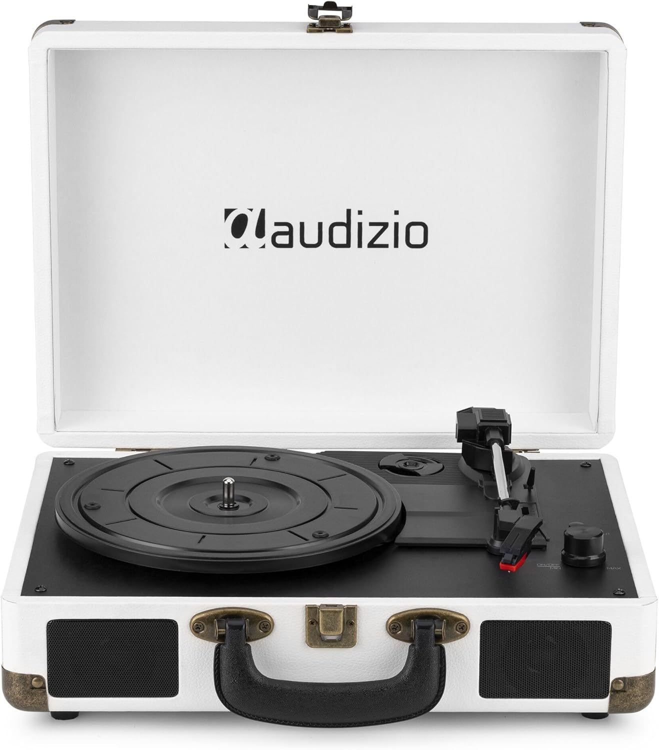 Audizio RP116 Turntable Briefcase Record Player | USB & Bluetooth Retro Record Players for Vinyl with Speakers | 3 Speeds | Convert Retro Vinyl to Mp3 via USB | RCA Output/Aux 3.5Mm (Cr&egrave;me) - Blue image number 2