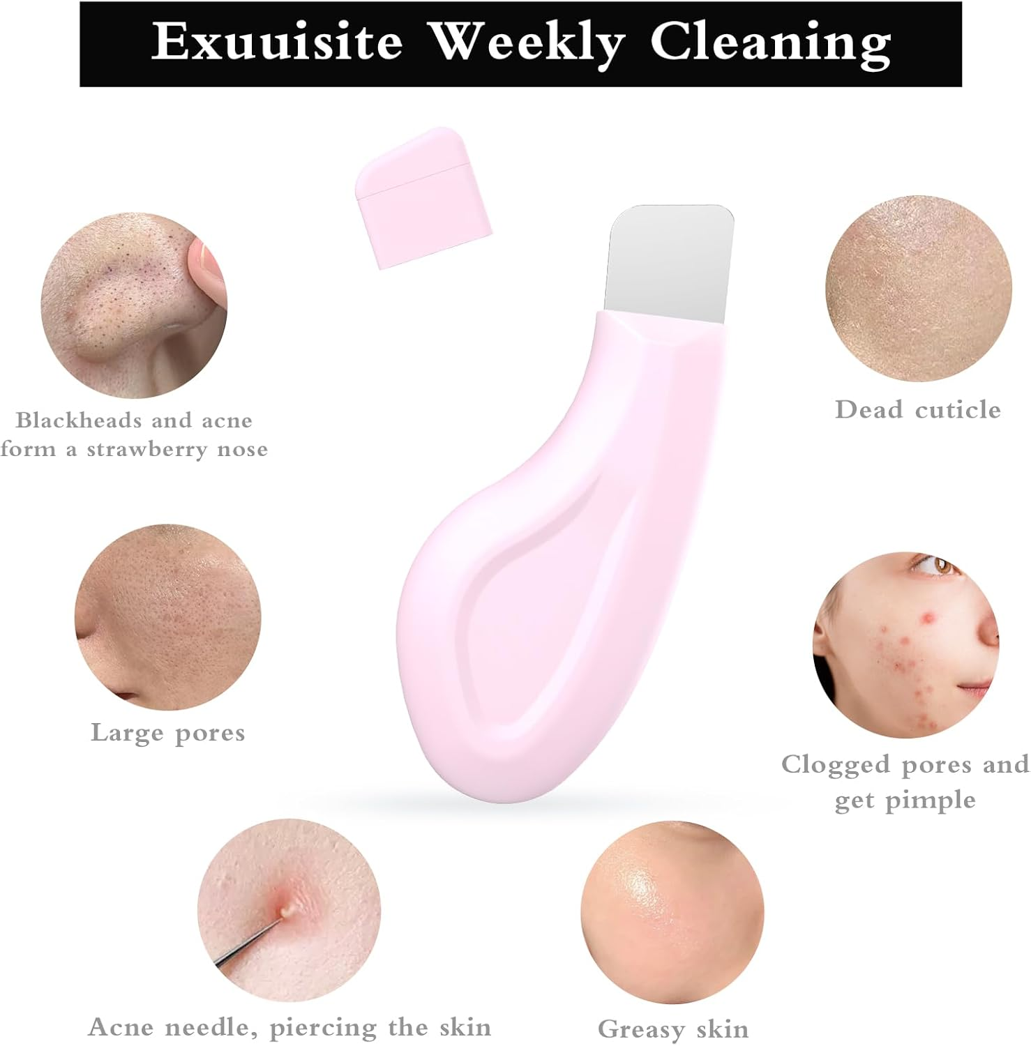 Sookga Blackhead Remover Tool, Silicone Face Scraper for Deep Cleansing, Skin Scrubber Face Spatula, Nose Blackhead Remover, Skin Care Tool for Men and Women (Pink) - Beige image number 7