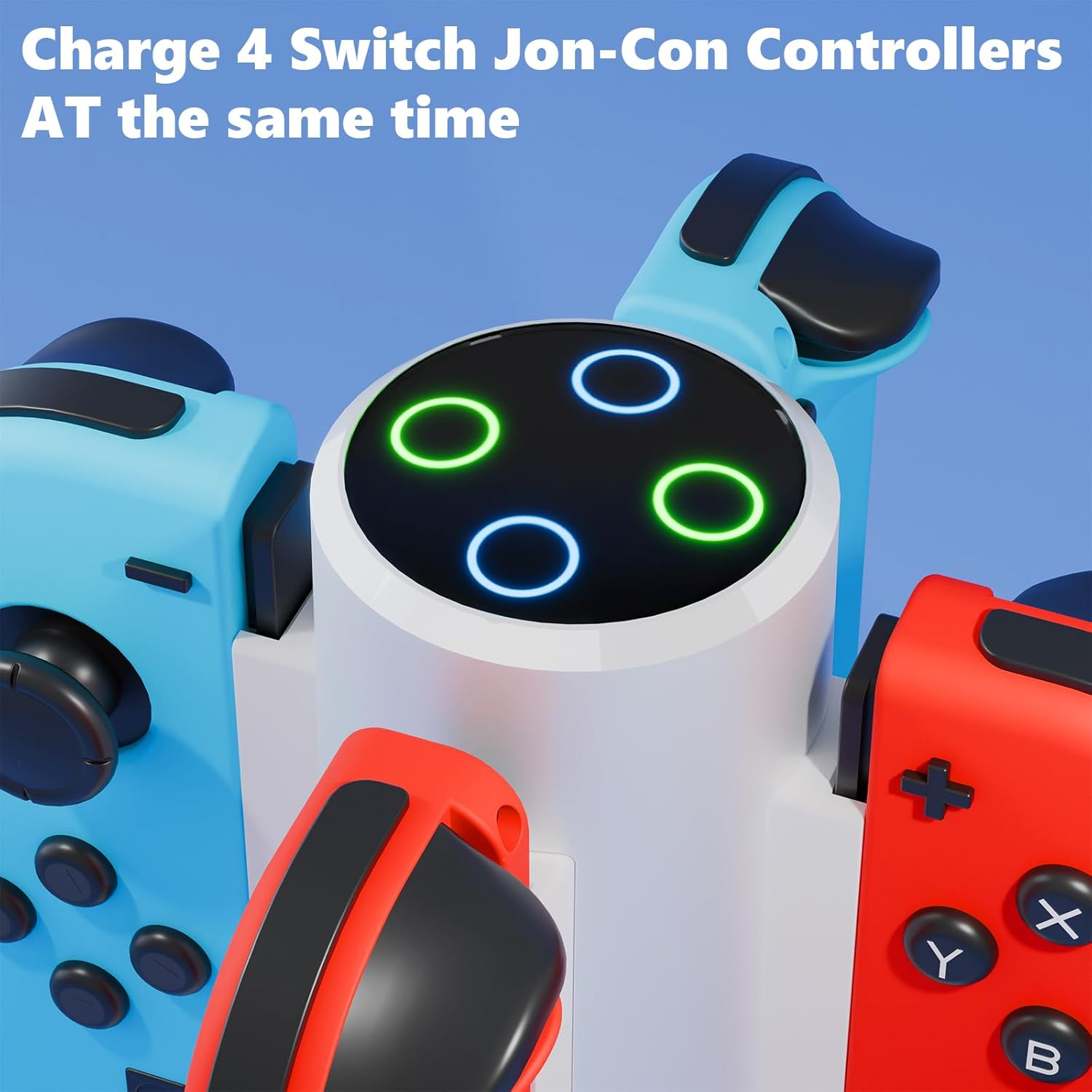 HONCAM Joycon Charging Dock for Switch Controller, Switch Accessories Compatible Switch Joycon,4 in 1 Charger with a USB Type-C Cord, White