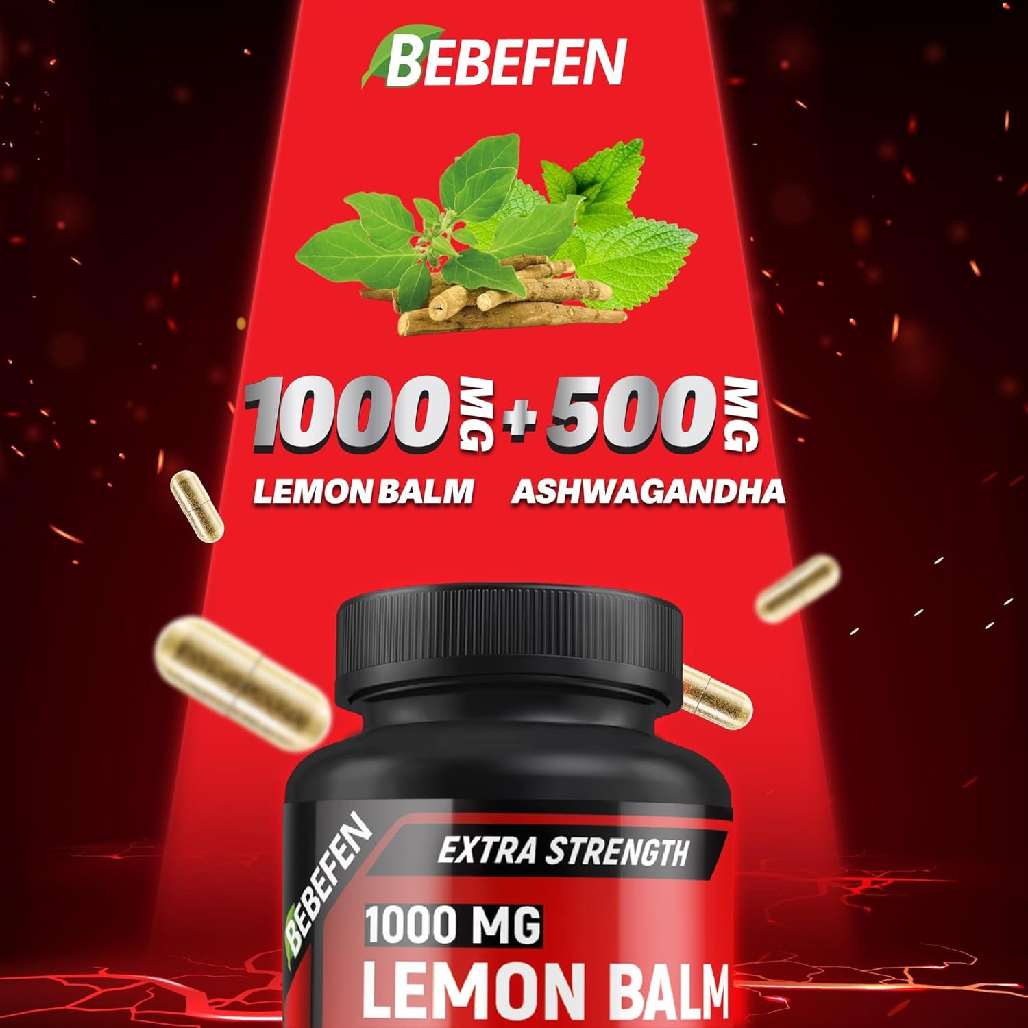 Lemon Balm 1000 Mg with Ashwagandha Root 500 Mg Supplement &ndash; Non-Gmo, Gluten Free (60 Capsules) image number 6