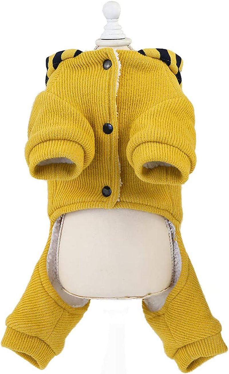Dog Sweater Dog Clothes Fleece Dog Woolen Sweater Winter Warm Sweat Shirt 4 Legs Jumpsuit Simple Hoodie Fleece Sweater for Small Dog Medium Dog Cat Yellow S