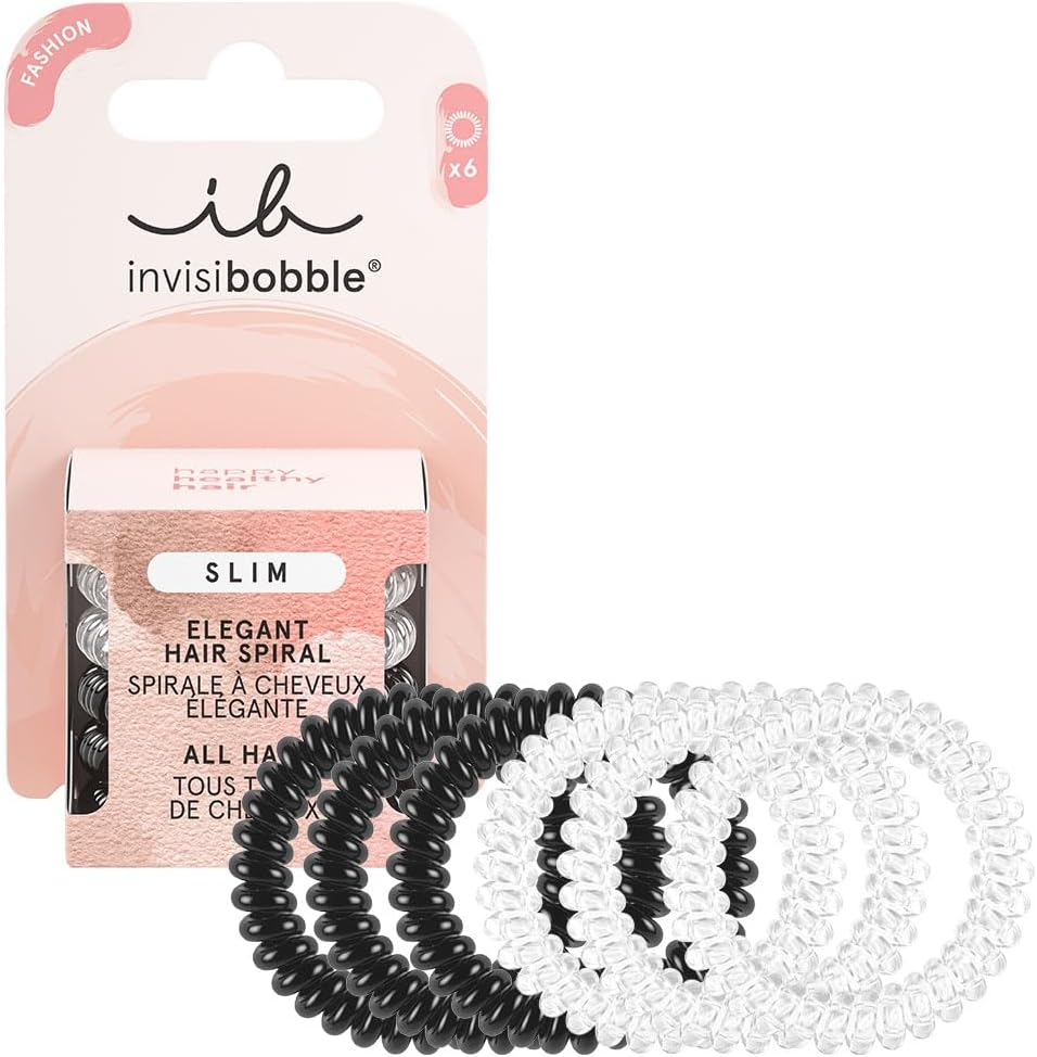 Invisibobble Slim Hair Scrunchies Day and Night I 6 X Thin Hair Bobbles Black & White for Girls and Women I Elegant Look & Strong Hold I Designed in the Heart of Munich image number 1