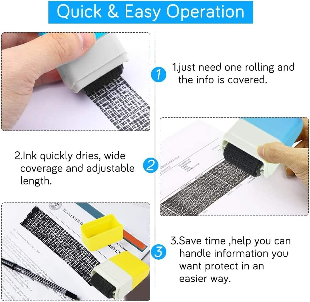 2Pcs Identity Theft Stamp,Identity Protection Roller Stamps Identity Prevention Theft Stamp Rolling Security Stamp,Identity Theft Protection Stamp,Identity Prevention Theft Stamp Security Roller Stamp image number 4