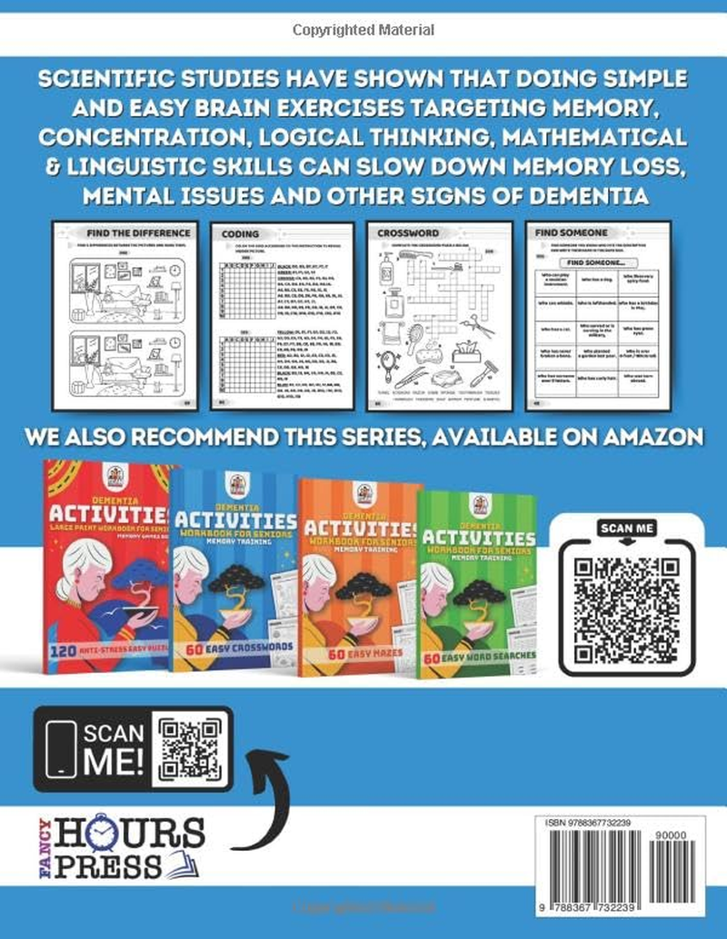 Dementia Activities for Seniors: 601 Relaxing Easy Brain Puzzles & Cognitive Memory Games for Dementia and Alzheimer&rsquo;S Patients. Stress Relief ... Print Activity Book for Senior with Dementia) image number 1