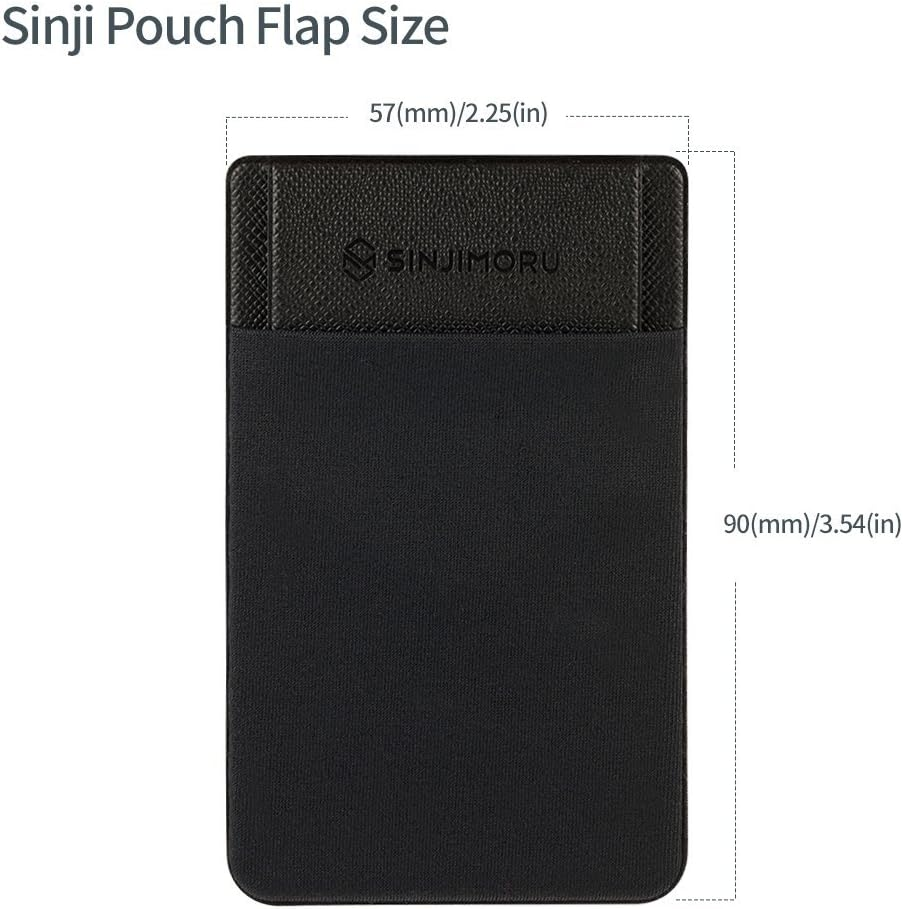 Sinjimoru Secure Card Holder for Back of Phone, Stretchy Fabric Cell Phone Wallet Stick on Credit Card Case for Iphone & Android. Sinji Pouch Flap Black - Grey image number 5