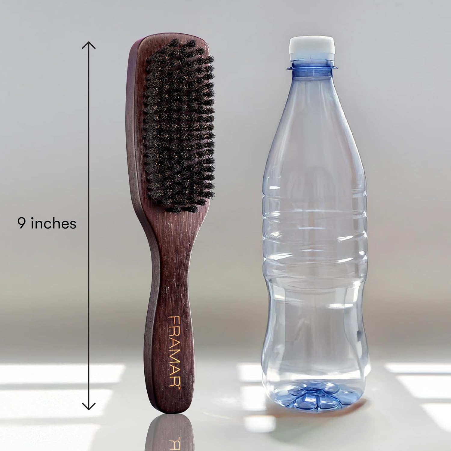FRAMAR Slick Back Hair Brush Boar Bristles &ndash; Slick Back Brush, Smoothing Hair Brush for Women, Boar Bristle Hair Brush for Fine Hair, Slickback Brush for Volume and Shine - Brown Velvet image number 2