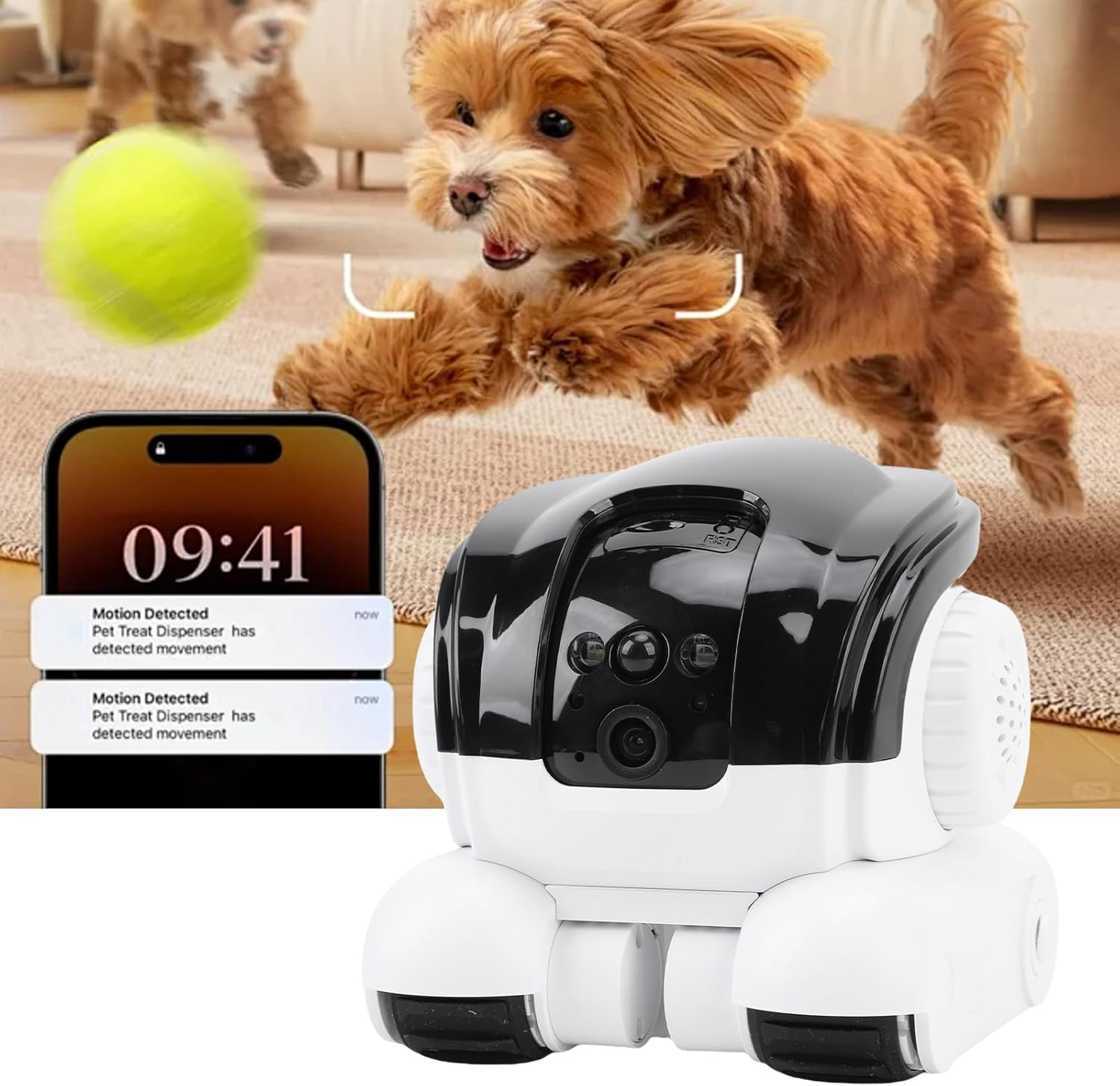 Zopsc Robot Pet Camera on Wheels, Smart Security Cam with Remote Interaction, Automatic Pet Tracking, Motion Detection, Movable Robot Camera with APP for Home Office