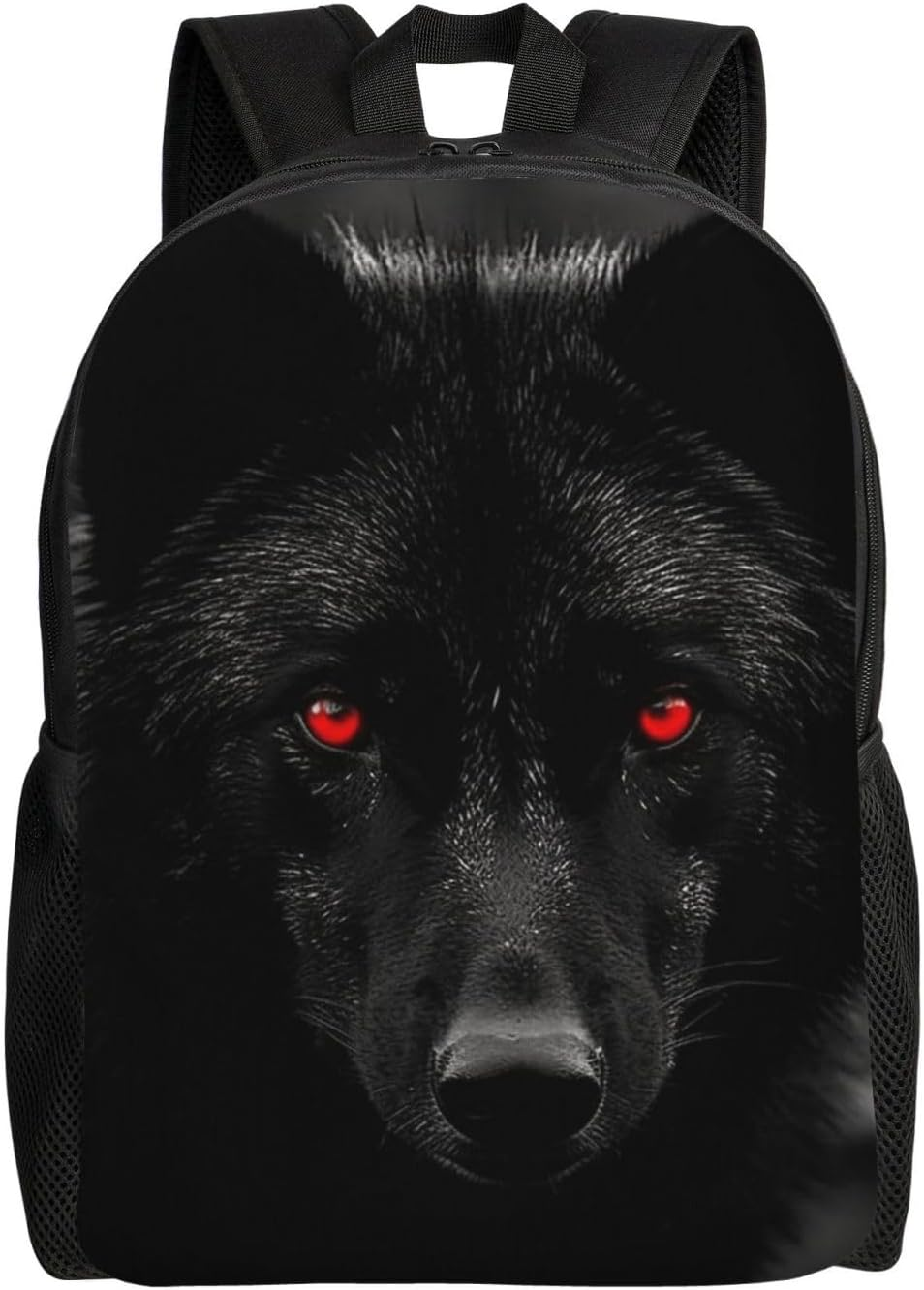 FJWSLCH Black Red Eyed Wolf Backpack for Women Men Laptop Backpack 16.1 Inch Computer Bag Casual Daypack for Travel, Black, One Size, Travel Backpacks