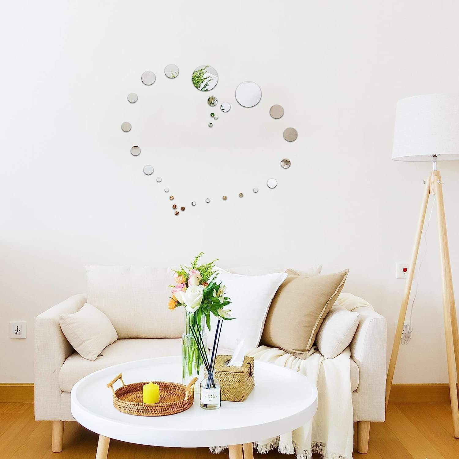 DARENYI 10 Pack 4 Inch round Mirror Sheets, Self Adhesive Mirror Tiles for Walls Decor, Acrylic Mirror Trays Circle Mirror Plates round Mirror Bases for Table Centerpieces Wedding image number 5