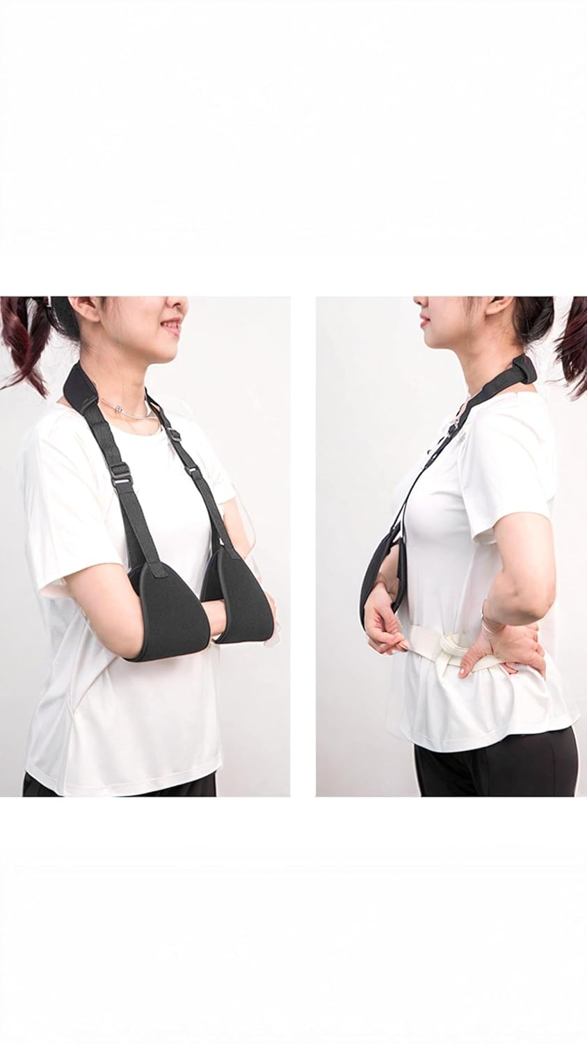 Adjustable Arm Support Sling for Rotator Cuff, Subluxation, & Post-Surgery Recovery - Comfortable & Durable Black Brace image number 3