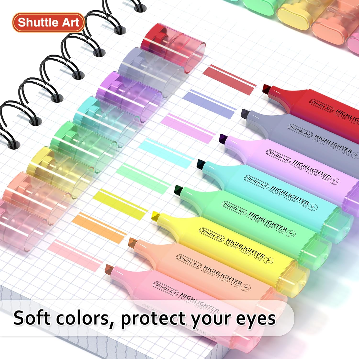 Pastel Highlighters, Shuttle Art 8 Assorted Macaron Colours Highlighter Pens, Chisel Tip Dry-Quickly Non-Toxic Highlighter Markers for Adults Kids Highlighting in the Home School Office - 8 Colours image number 7