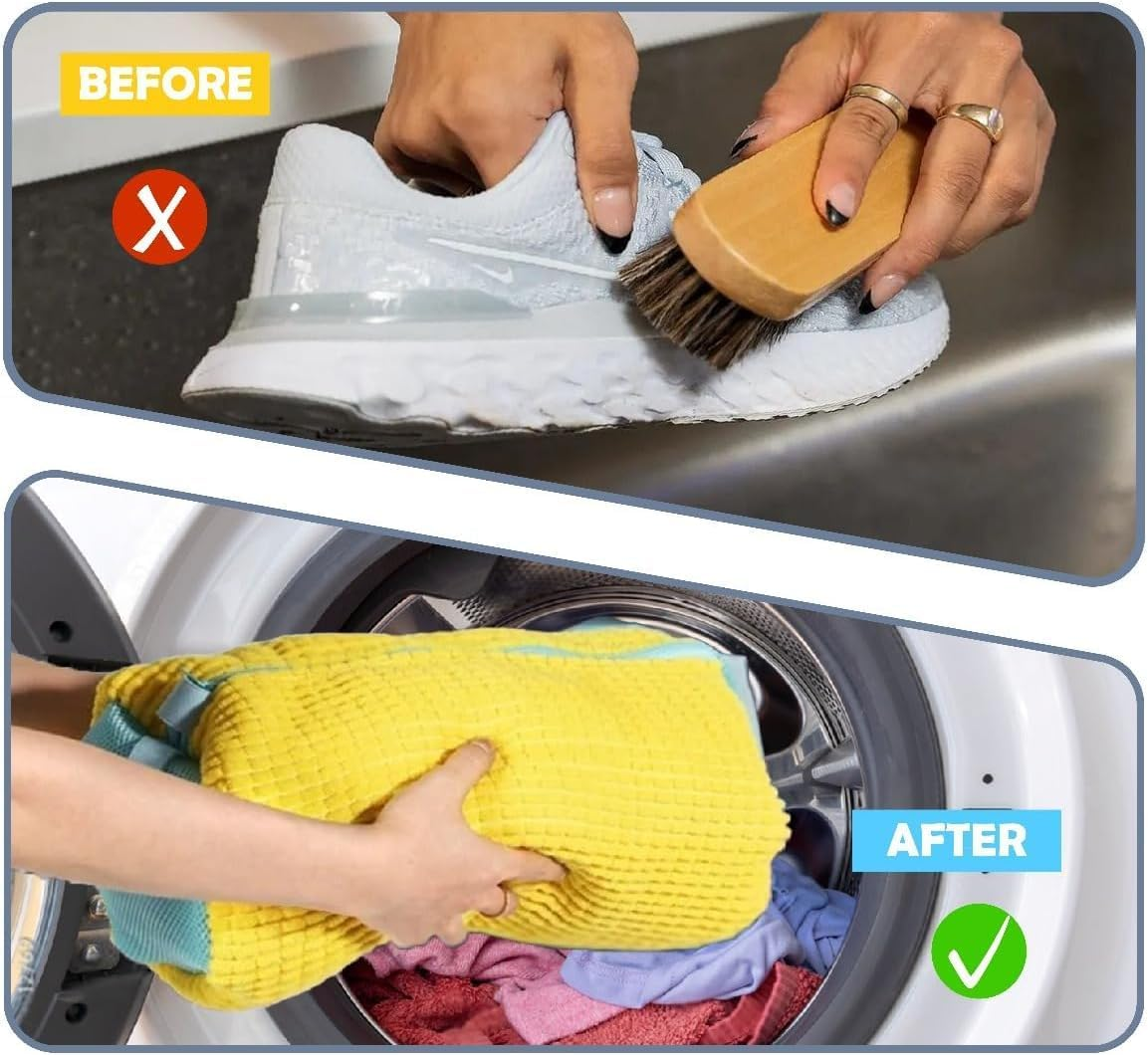 6Pcs Shoe Washing Machine Bag Kit, Shoes Laundry Bag for Washer and Dryer, 360&deg; Shoe Cleaning Bags with Zipper, Reusable Shoes Laundry Bags for All Sneakers, Slippers image number 3