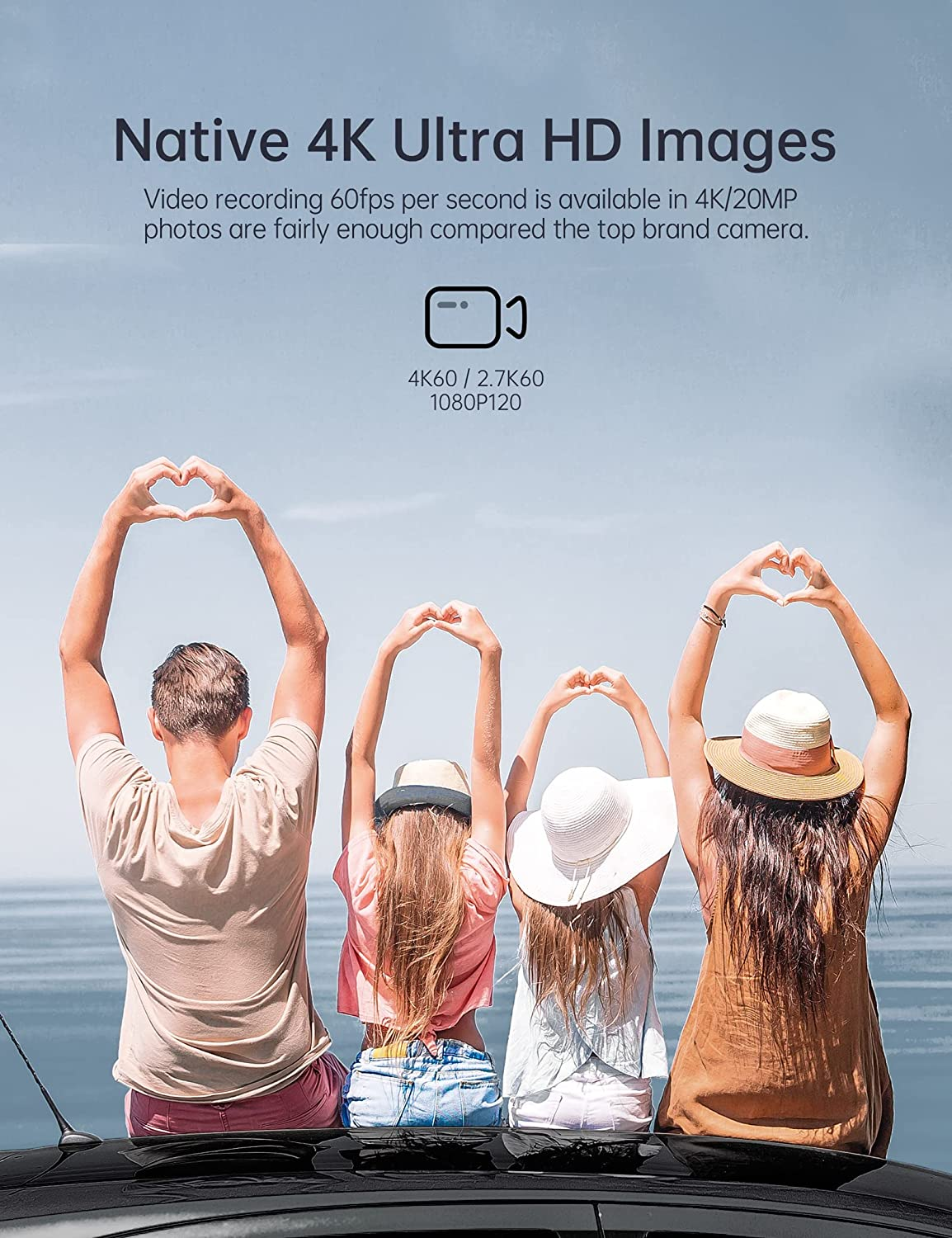 WOLFANG GA420 Action Cam 4K 60FPS Underwater Camera Wifi 10 M Waterproof without Housing 3.0 Ice Image Stabiliser Dual Screen Helmet Camera (External Microphone, 2 X 1350 Mah Batteries and Accessories image number 6