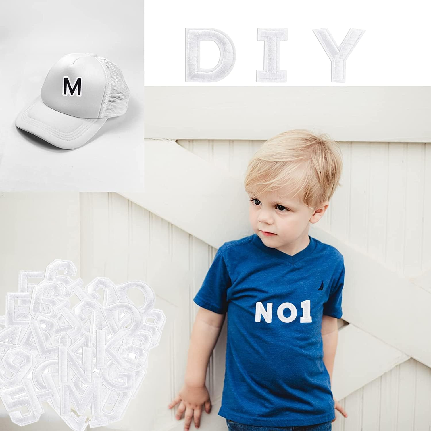 72Pcs Iron on Patches, Betterjonny White Embroidered Patches 52Pcs Alphabet a to Z and 20Pcs Number 0-9 Sew on Patches Capital Letters Numbers Patches for Clothes Shoes Hats Bags - Colorful image number 3