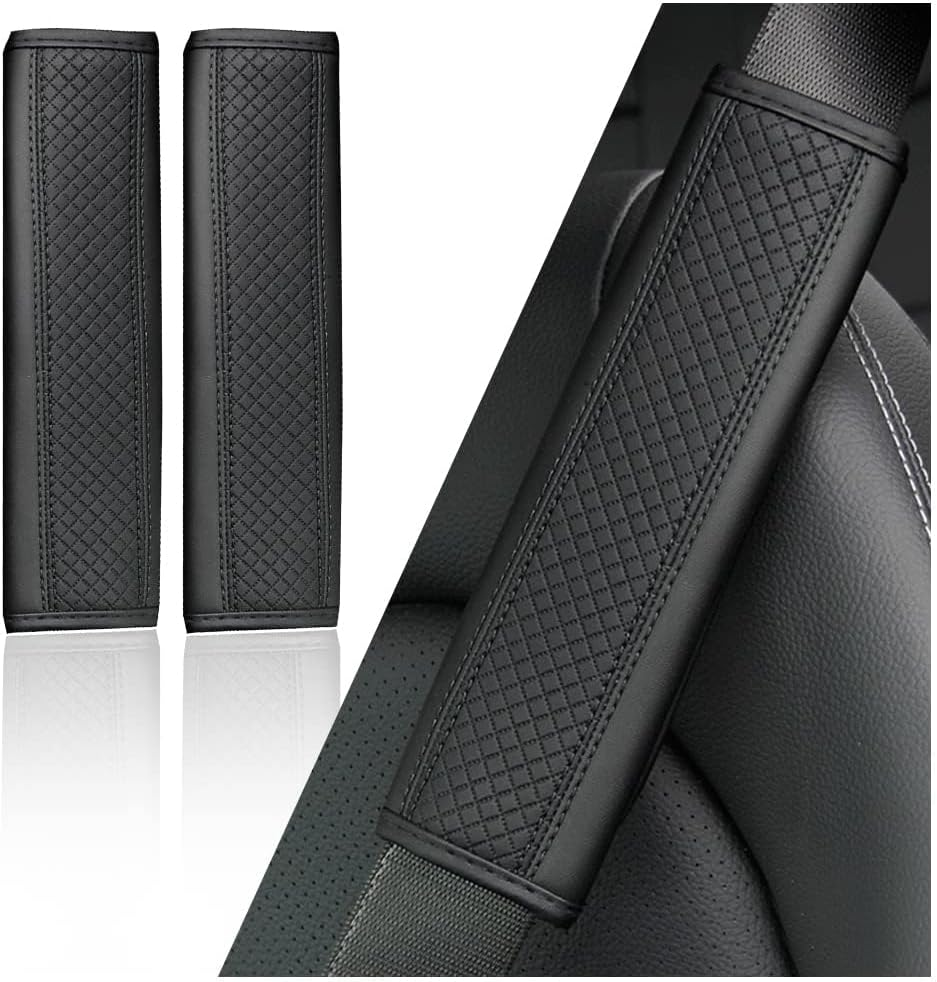 2PCS Car Seat Belt Cover Pad,Breathable Leather Seatbelt Covers for Shoulder Protection and Car Decorations,Universal Seatbelt Cushion Adding Car Seat Strap Pads Car Accessories Interior image number 4