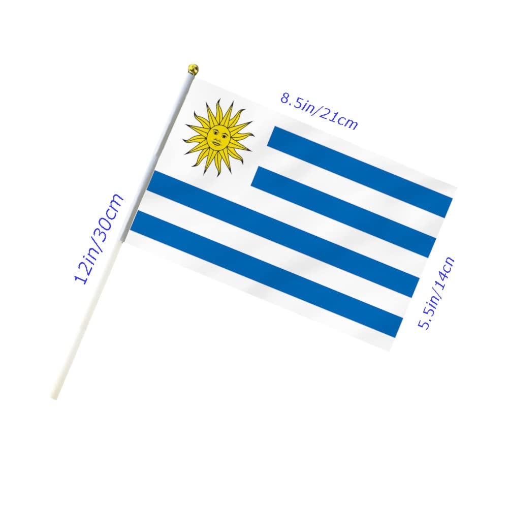 10 PCS Handheld Uruguay Flag,8.5&times;5.5 Inch Hand Held Mini Uruguayan Flags Banner for Indoor Outdoor Parade Waving the Tlag and Shouting image number 1
