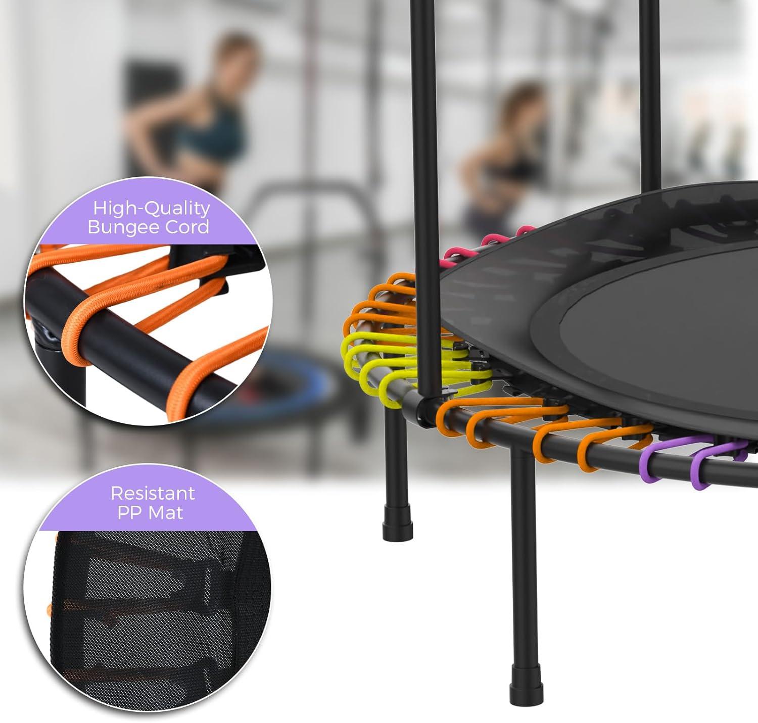 ADVWIN Mini Trampoline Rebounder 40"/48" Foldable Fitness Trampoline for Adults and Kids Max Load 150Kg - 48 Inch image number 2