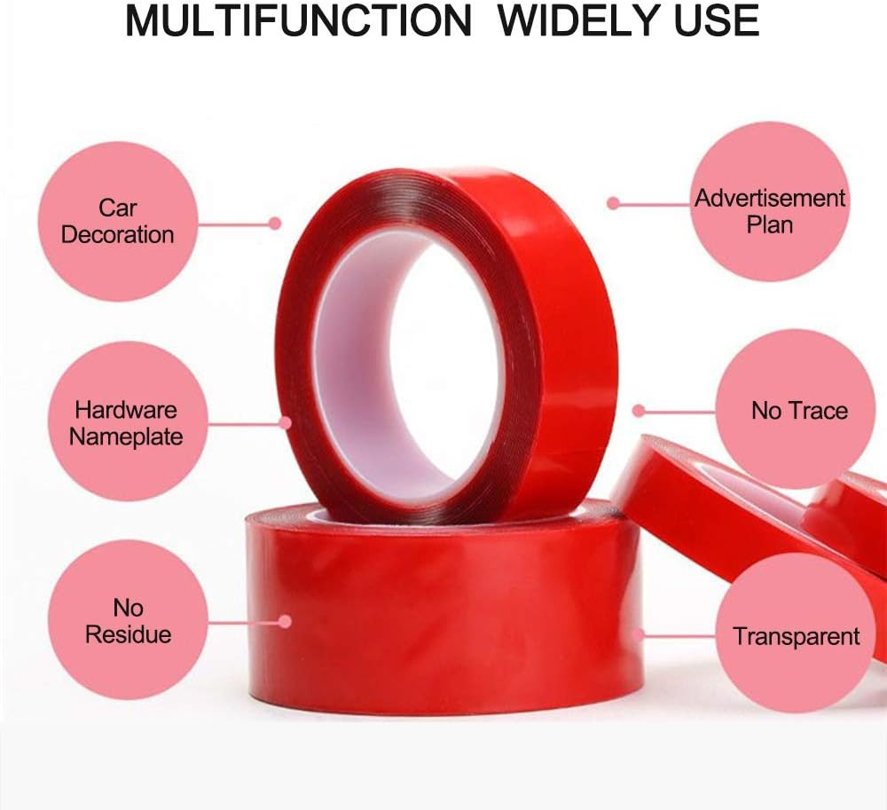 Daseeme Acrylic Sided Adhesive Sticker 10Mm 3 Meters Car Auto Tape Heavy Duty Mounting Tape Clear Weatherproof Heat Resistance Industrial Outdoor Tape image number 1