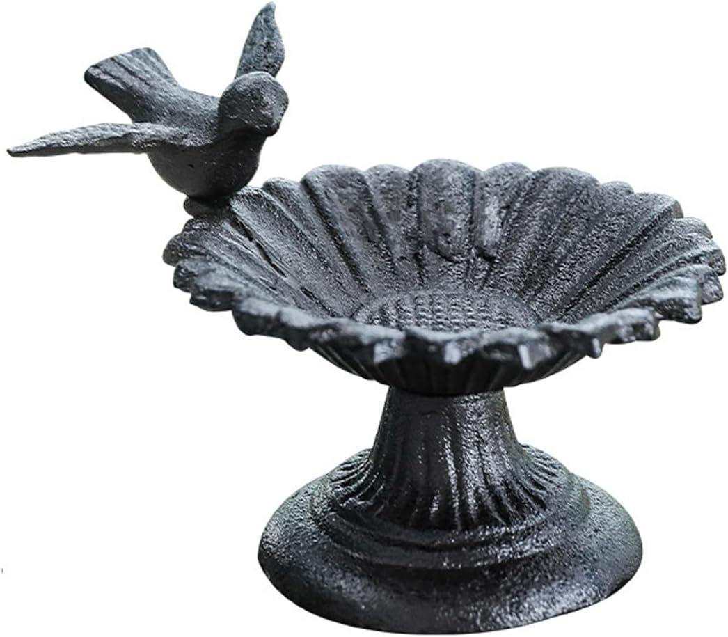 AIMALL European Style Cast Iron Bird Feeder Retro Petal Basin Decorative Dish for Balcony Garden Indoor Tabletop Living Room Home Ornaments as Shown 5.11In X 4.72In image number 2
