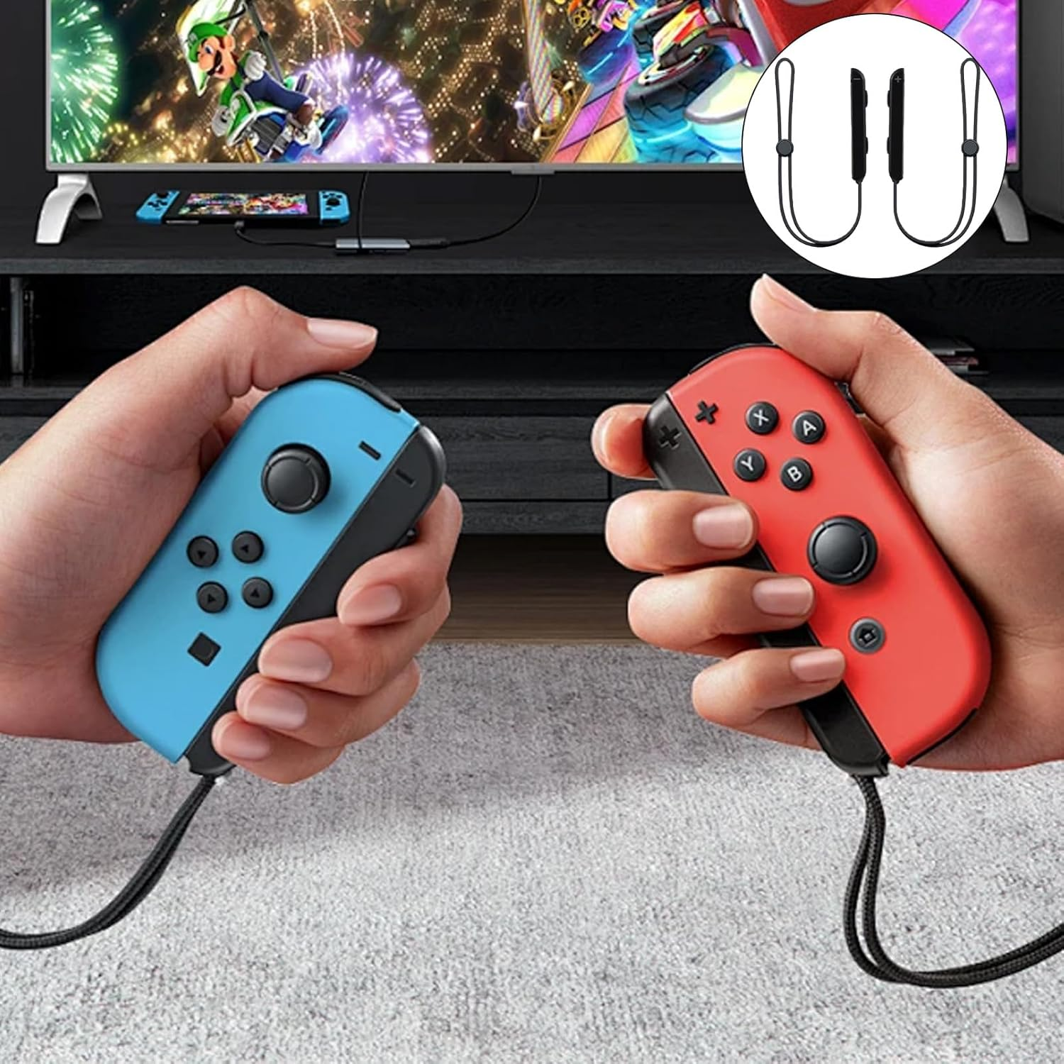 2 Pcs Wrist Strap for Switch Joy-Con, Lanyard Replacement Parts Accessories Adjustable Joy-Con Controller, Game Wristband, Durable Grip Nylon Hand Strap Design for Switch Accessories image number 2