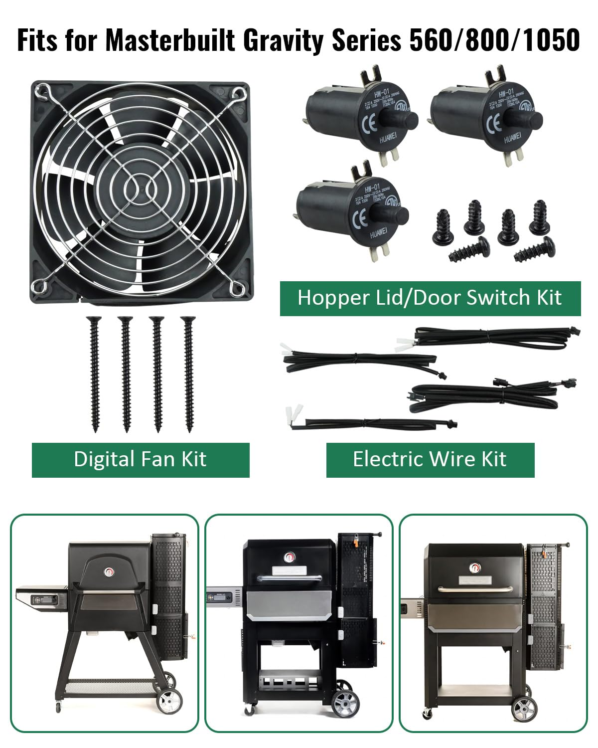 Replacement Fan and Lid/Door Switch Kit Fit for Masterbuilt Gravity Series 560/800/1050 XL Digital Charcoal Grills & Smokers image number 2