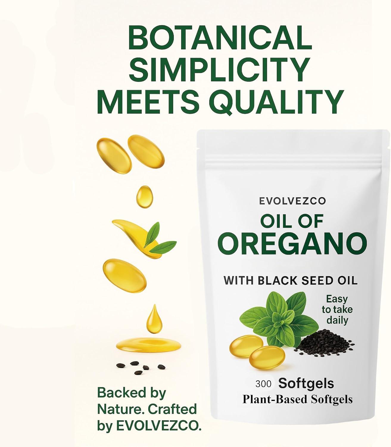 Oil of Oregano + Black Seed Oil &ndash; Plant-Based Softgels | 20:1 Herbal Extract | Daily Botanical Blend &ndash; 300 Count &ndash; Non-Gmo, Filler-Free image number 2