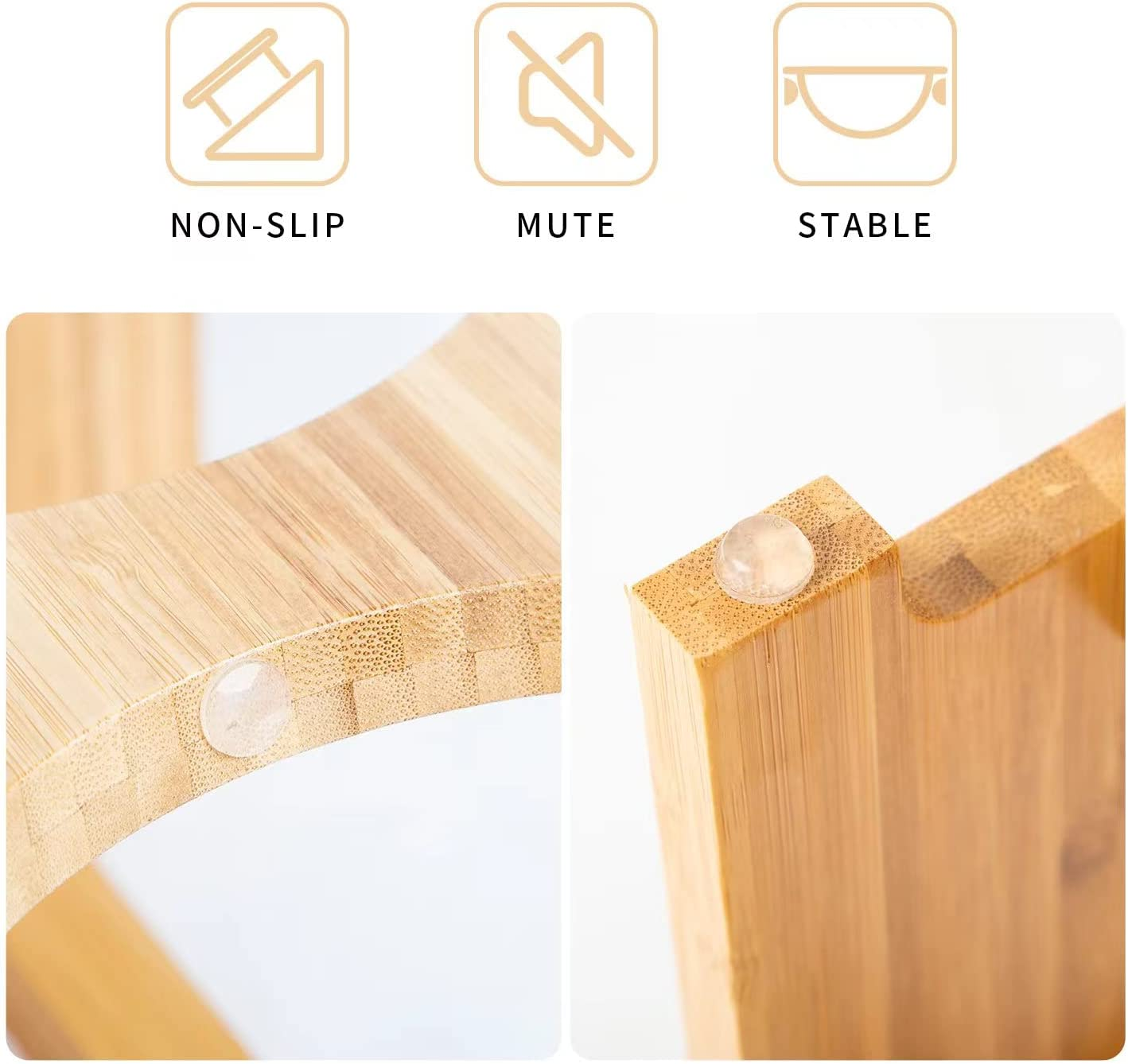 FOREYY Raised Pet Bowls for Cats and Small Dogs, Bamboo Elevated Dog Cat Food and Water Bowls Stand Feeder with 2 Stainless Steel Bowls and anti Slip Feet (4'' Tall-20 Oz Bowl) image number 2