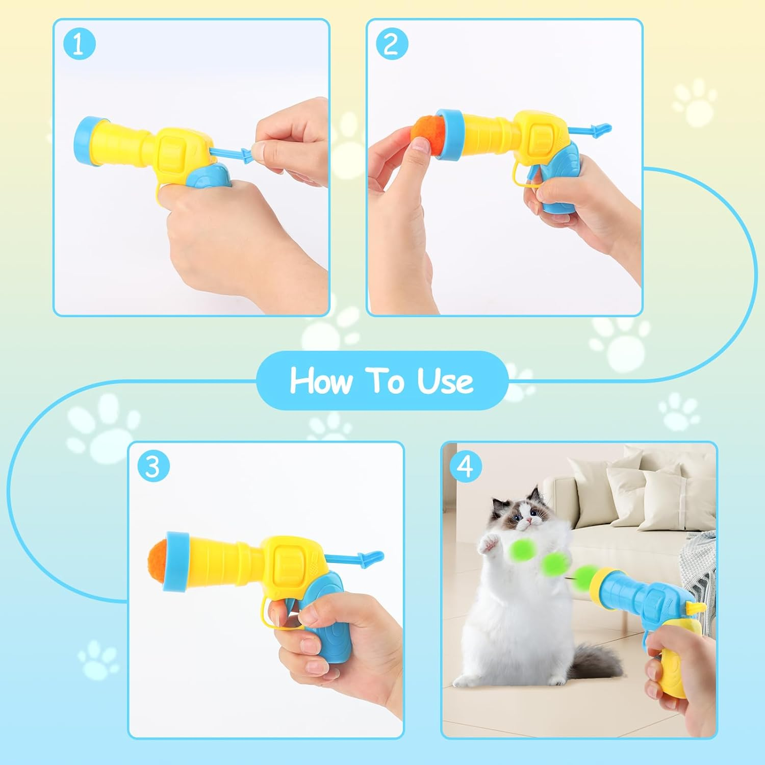 MXTIMWAN Cat Toy Cat Pompom Ball, Pack of 103 Cat Toy Balls with Cat Toy Launcher, Interactive Cat Toy Ball, Cat Felt Balls Toy for Indoor Pets Cats Dogs image number 2