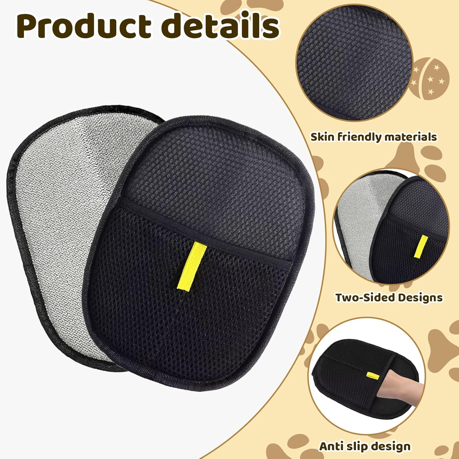 Jazrvr Pack of 2 Fur Magnetic Gloves, Pet Hair Remover Glove for Cats, Double-Sided Grooming Gloves, Cat Hair Remover Glove, 24 X 17.5 Cm image number 5