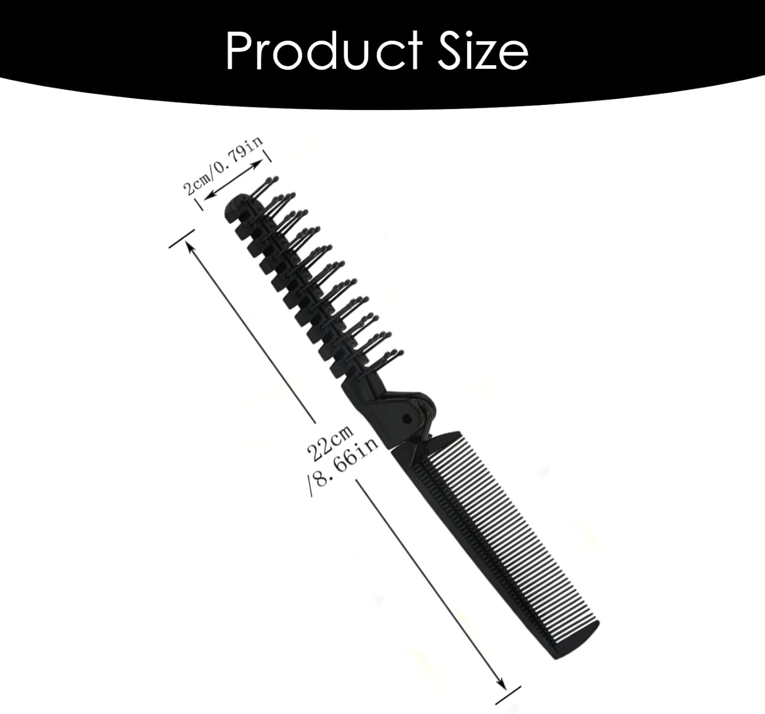 Pack of 2 Folding Combs, Black, Foldable Comb, Small Hair Brush, Pocket Comb, Travel Hair Brush, Folding Brush for Men image number 1