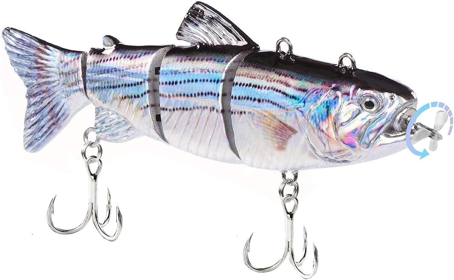 Robotic Swimming Electric Fishing Lures 5.12" USB Rechargeable LED Light Wobbler 4 Segment Multi Jointed Swimbaits Hard Lures Fishing Tackle