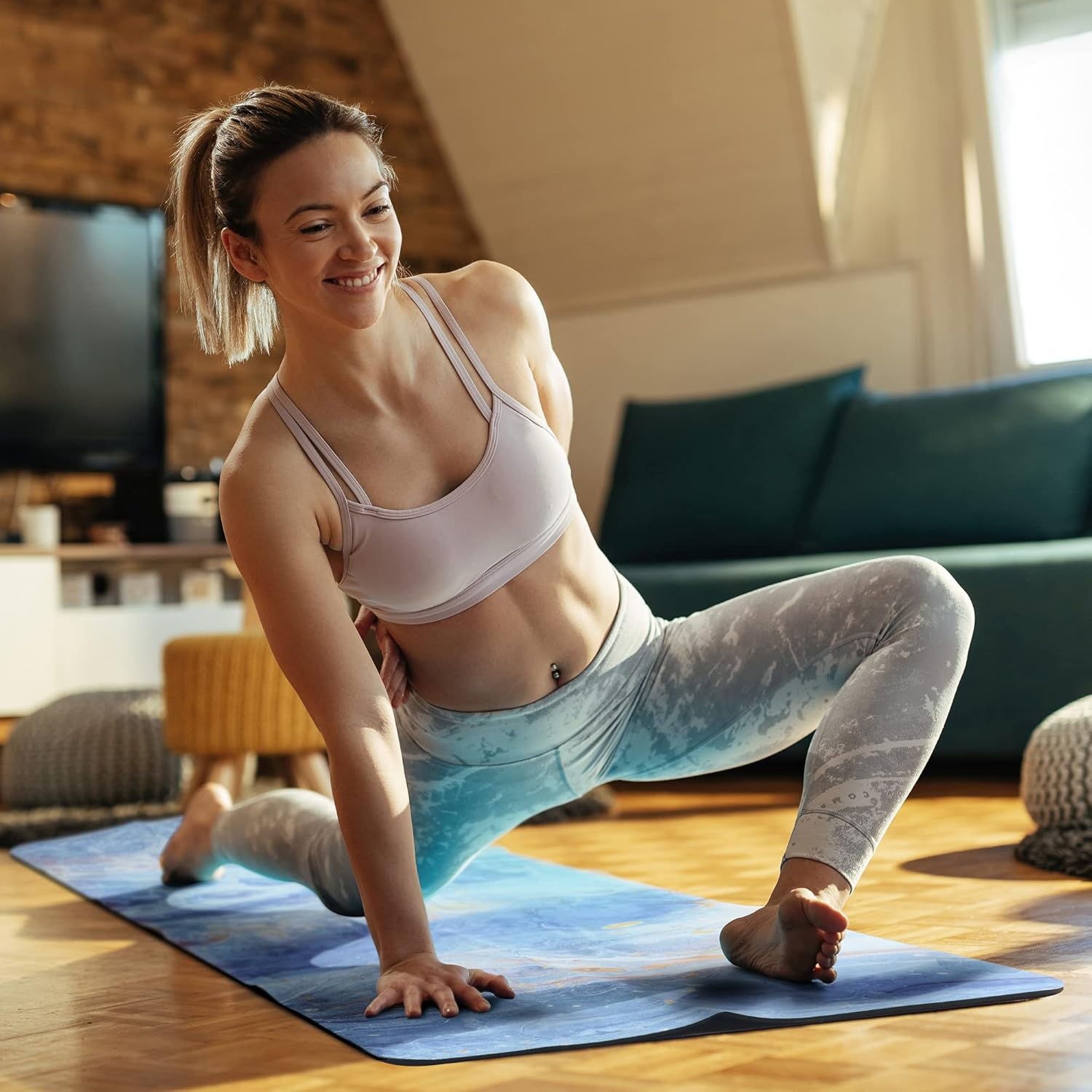 Yoga Mat Suede Printed Folding Travel Non Slip Fitness & Exercise Mat for Hot Yoga Pilates by VANILLACHOCOLATE image number 1