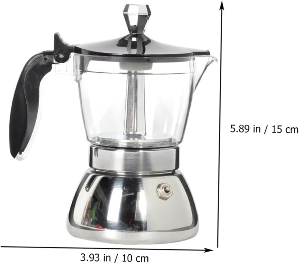 Transparent Coffee Pot for Home and Office Stainless Steel Filter Espresso Maker with Ergonomic Handle Visible Brewing and Easy to Use image number 2