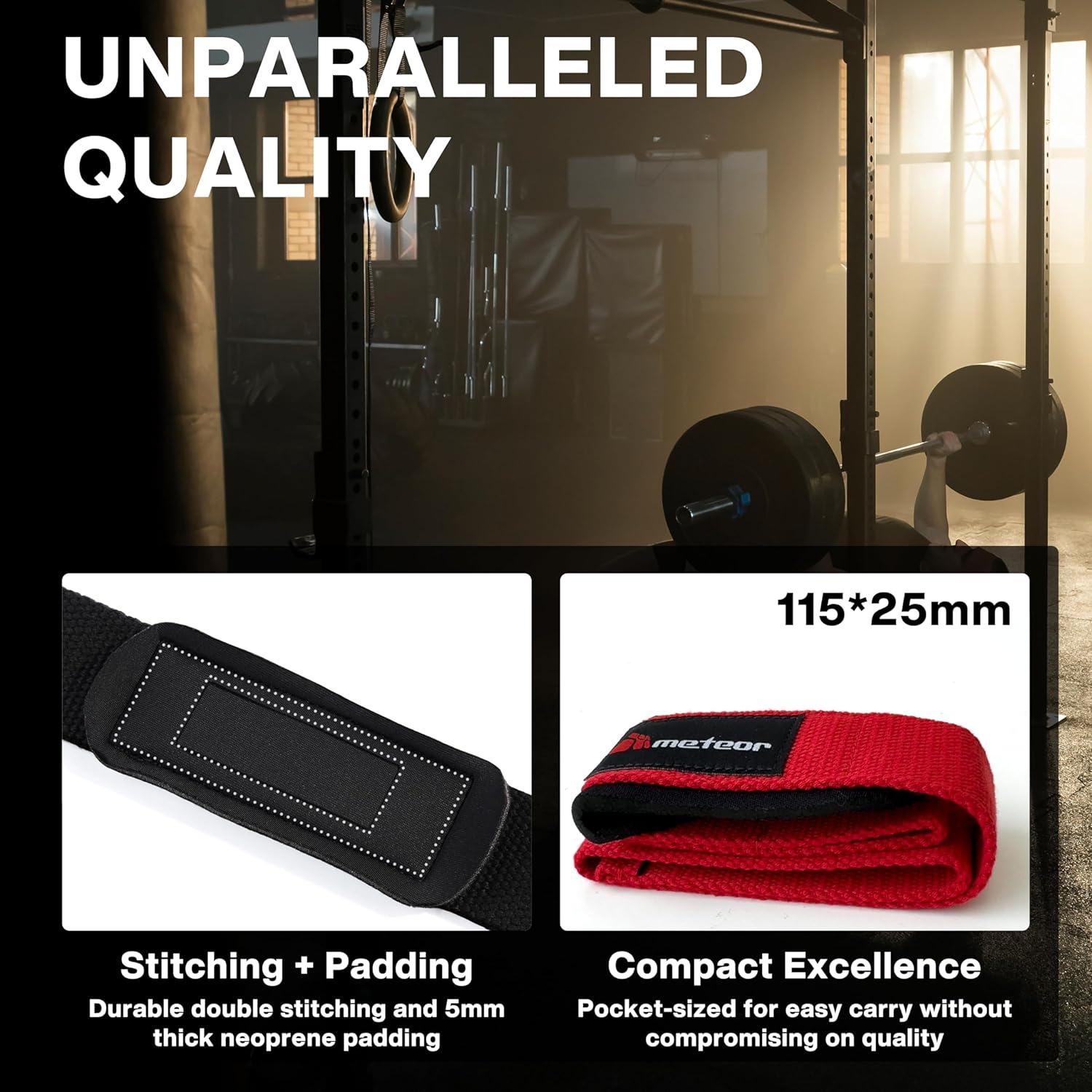 METEOR Weightlifting Straps for Grip and Stability, 60Cm Cotton Blelnd Wrist Straps, Lifting Straps, Weight Straps with Soft Padding for Deadlifts, Powerlifting, and Gym Workouts - Mint-1 Pair image number 4