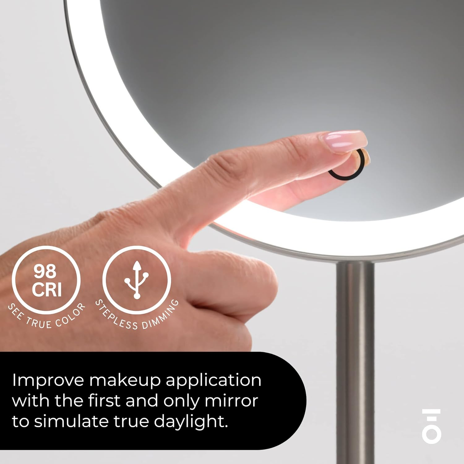 Ilios Lighting Cordless Bright LED Makeup Mirror with Lights and 5X Magnified Mirror with Long-Lasting Rechargeable Battery Perfect for Vanity (5X) image number 6